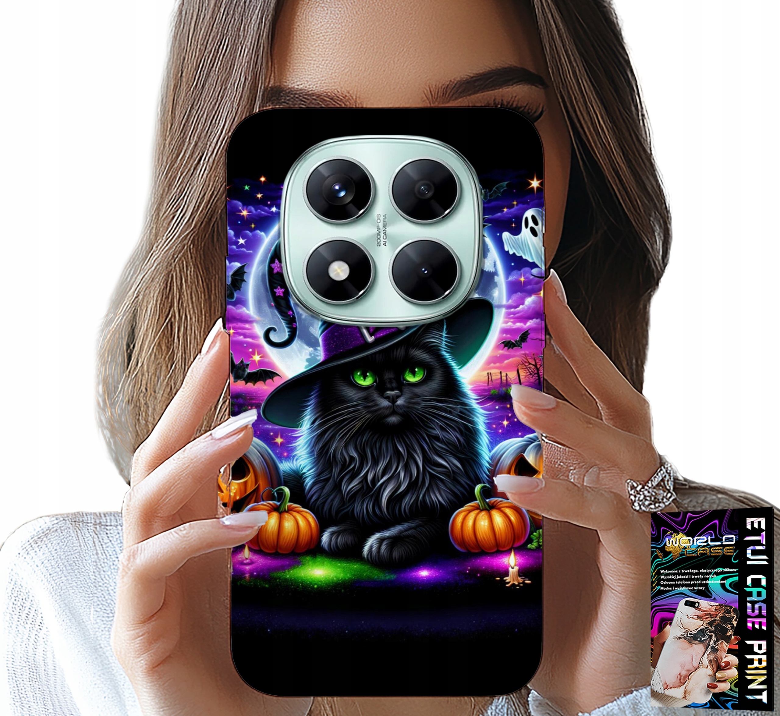 ETUI DO XIAOMI NOTE 14 PRO 5G - CZARNY KOTEK HALLOWEEN SALEM DYNIA WZORY