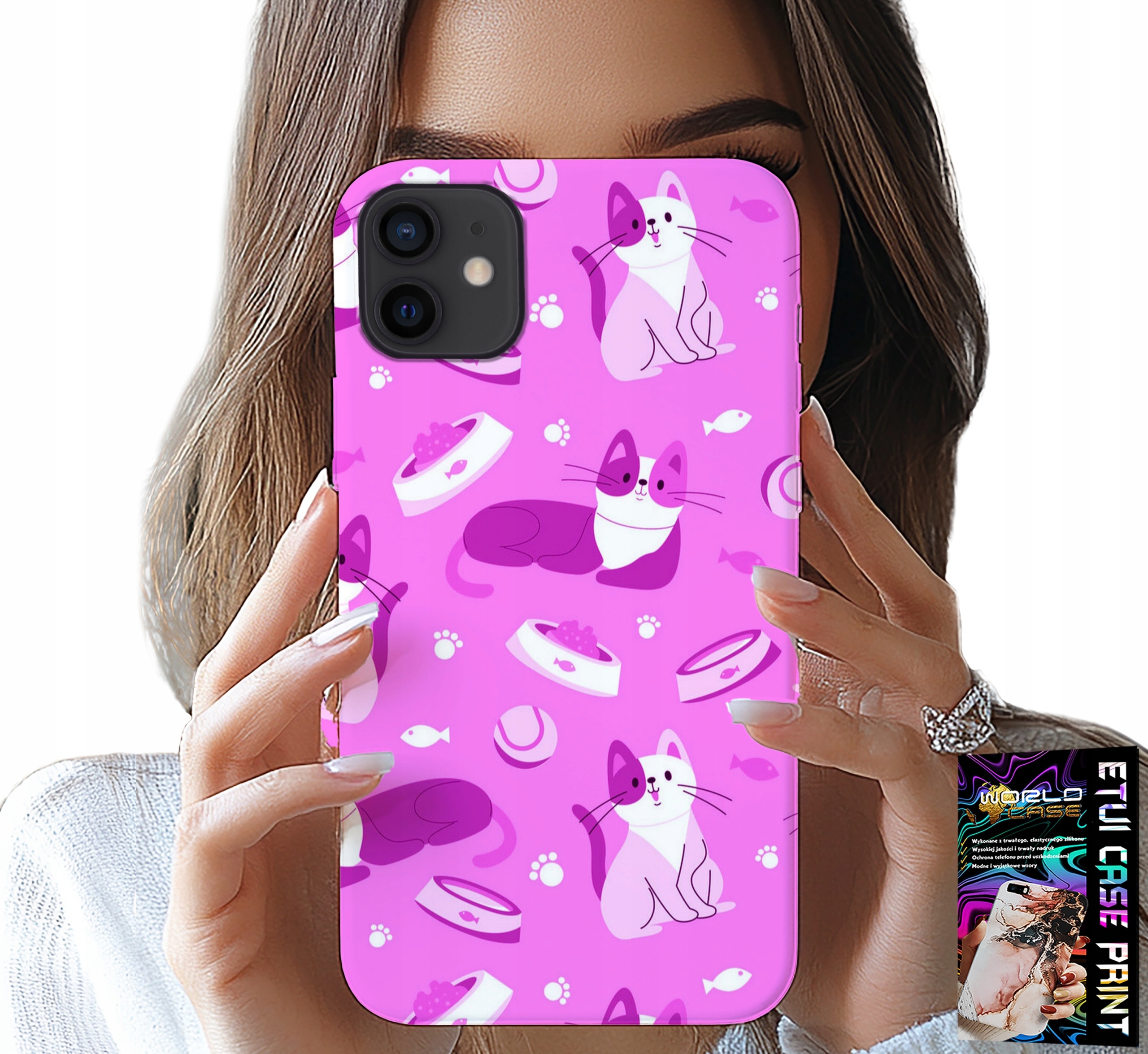 ETUI DO IPHONE 12 MINI - LOVE CAT, WZORY Z KOTAMI KOTY, POKROWIEC