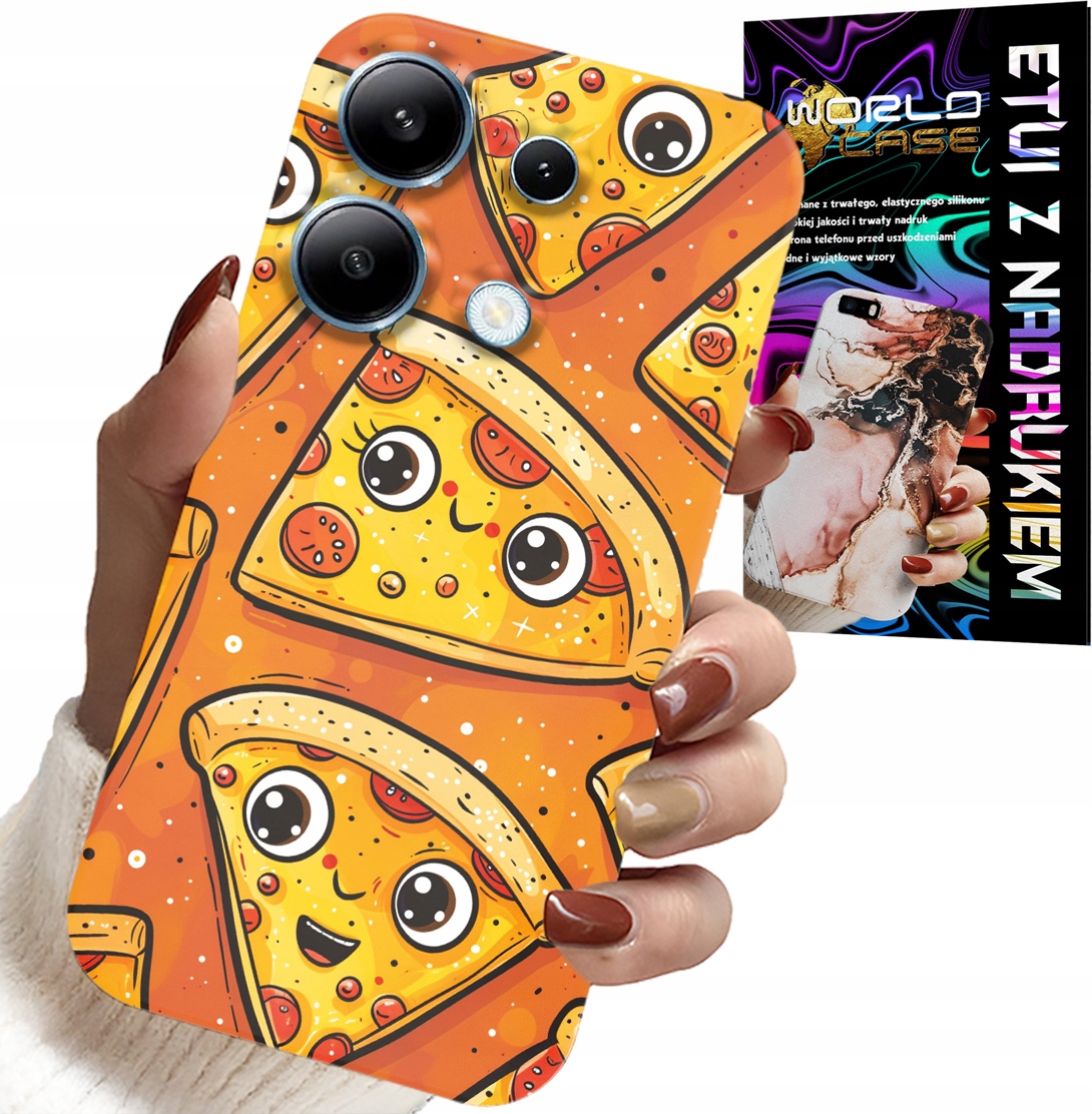 ETUI DO XIAOMI NOTE 13 4G - SŁODKIE UŚMIECHNIĘTE PIZZE CASE + SZKŁO