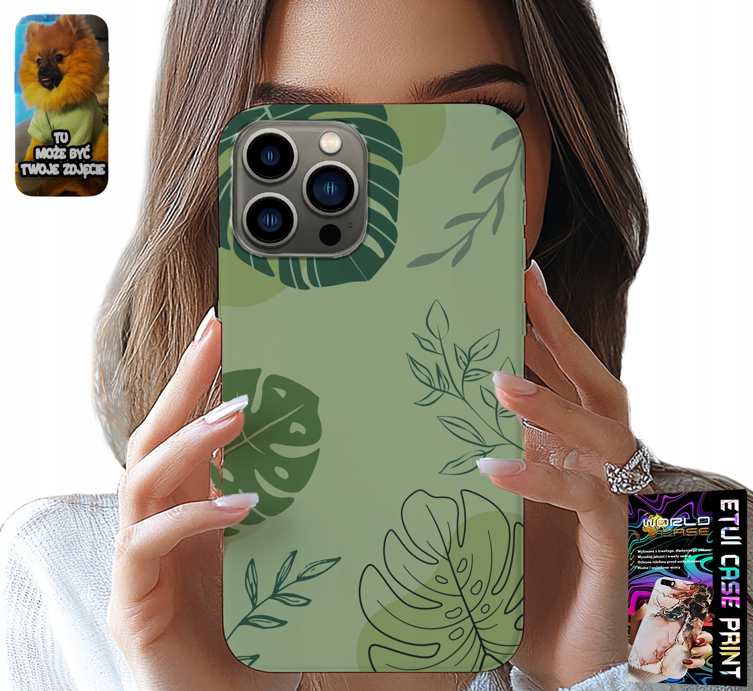 ETUI DO IPHONE 13 PRO - ZIELONE LIŚCIE ROŚLINNE WZORY PLECKI