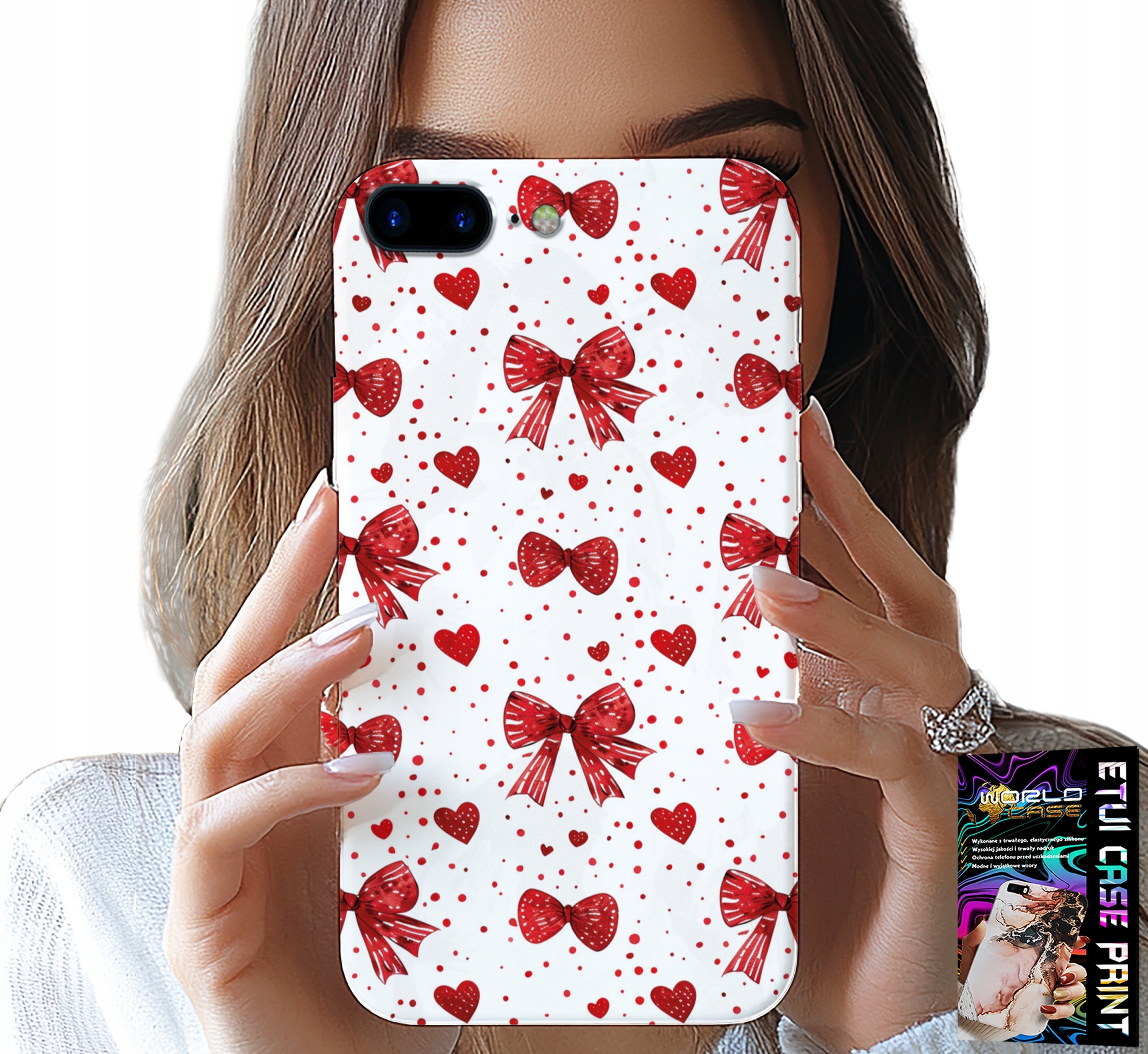 ETUI DO IPHONE ( 7 PLUS ) - CZERWONE WSTĄŻKI WSTĄŻKA MODNE WZORY