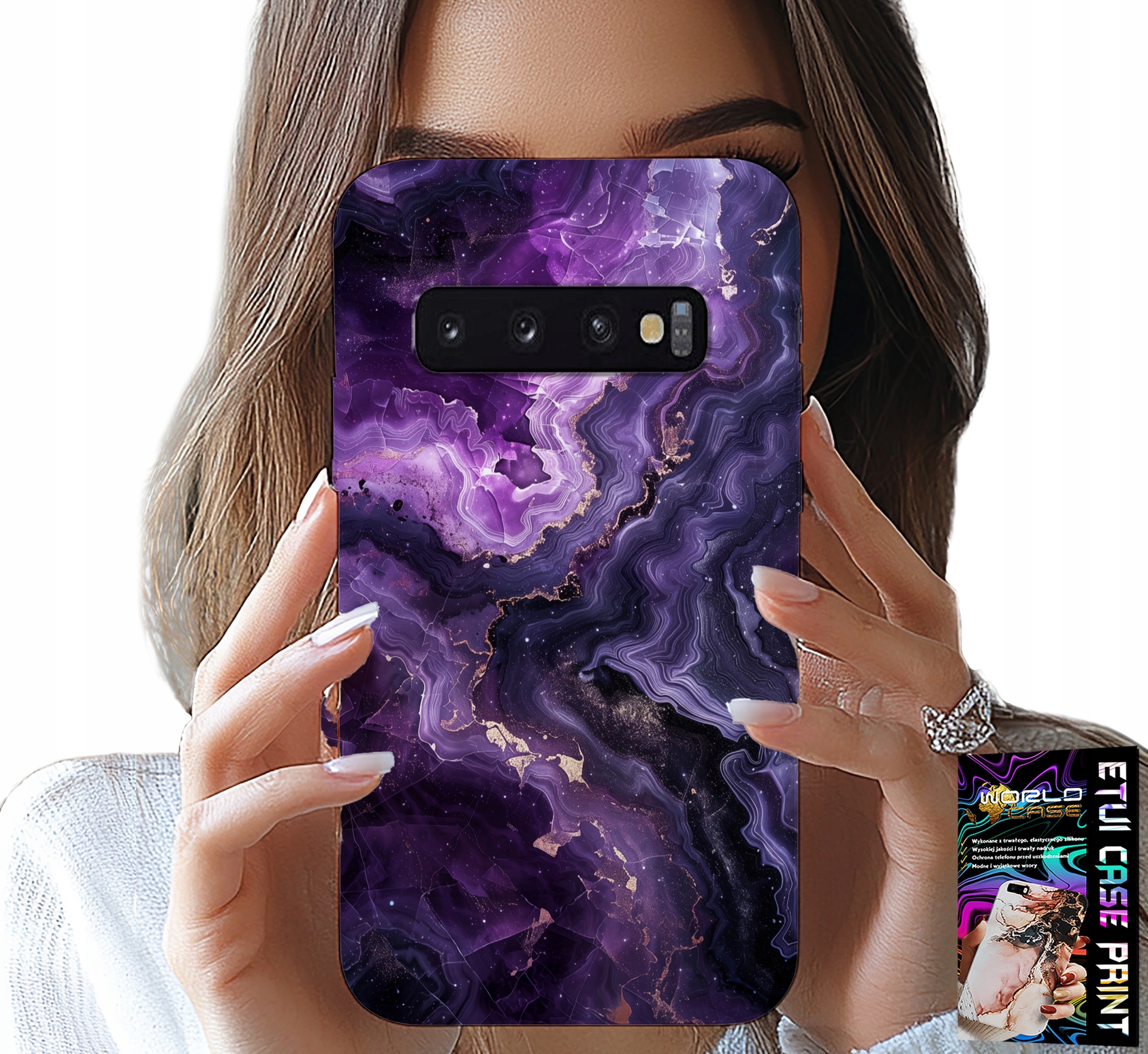 ETUI DO SAMSUNG GALAXY S10 - FIOLETOWY MARMUREK MODNE KOBIECE + FOLIA