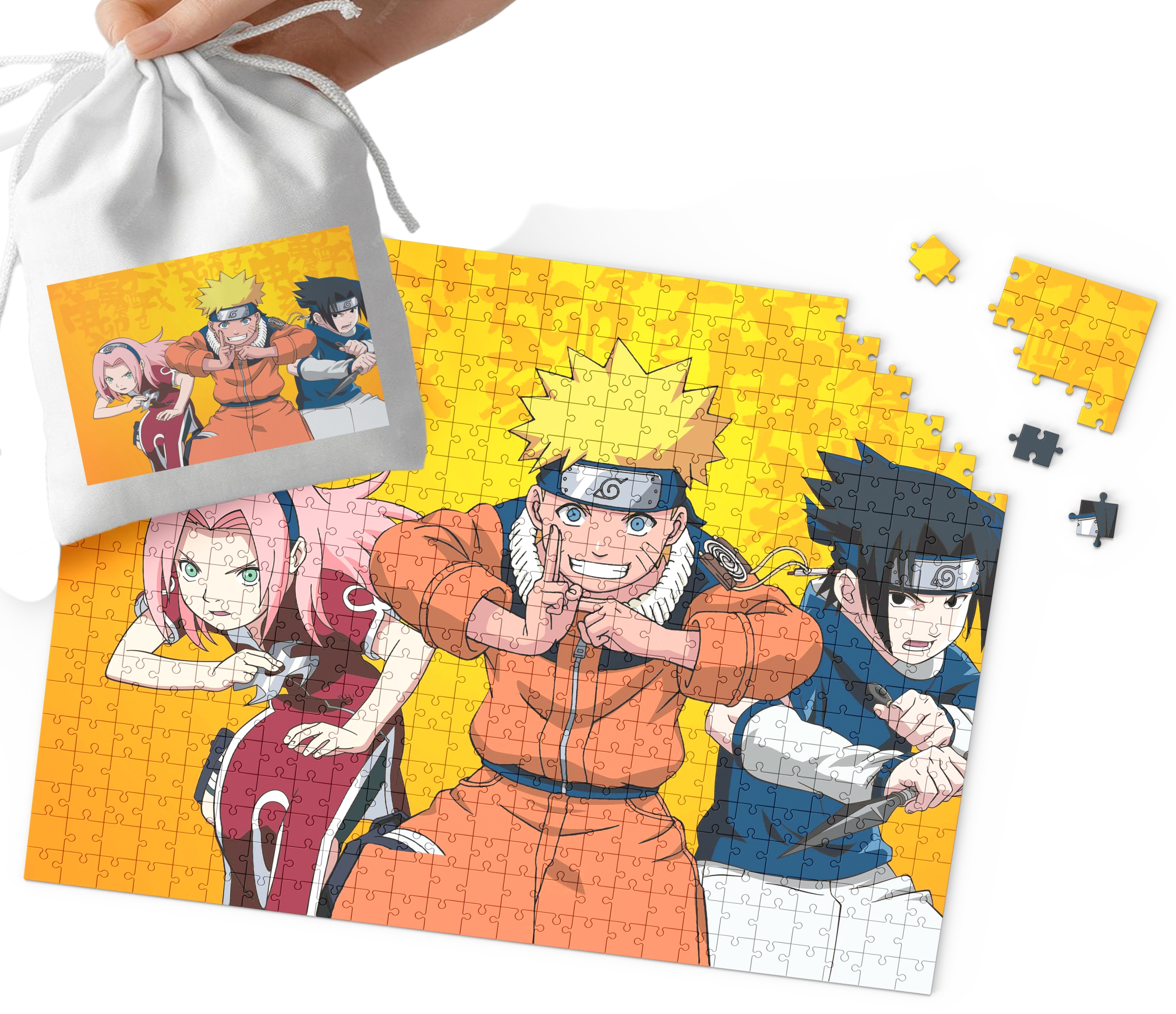 PUZZLE - NARUTO WZORY Z BAJEK I GIER PREZENT DLA DZIECI 192el +WORECZEK