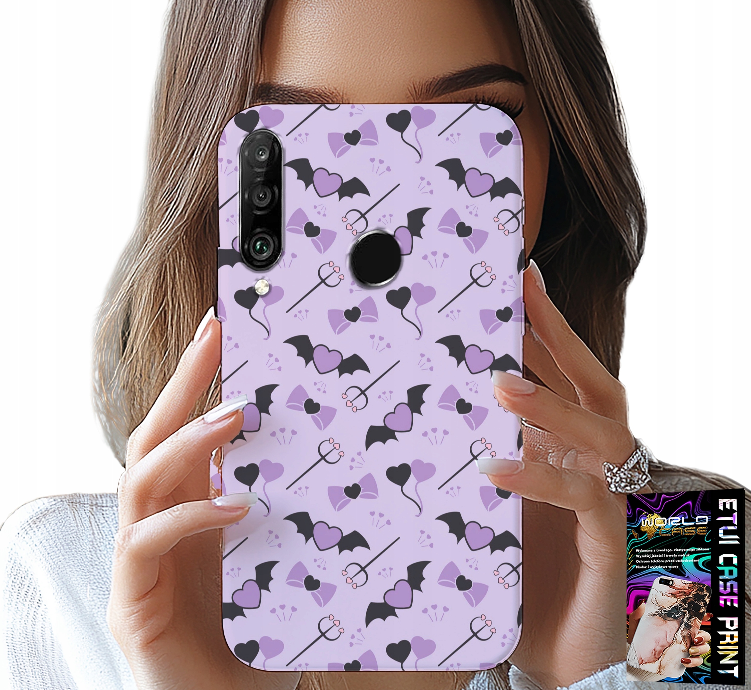 ETUI DO HUAWEI P30 LITE - MODNE WZORY WIDŁY SERCA KOKARDKI KOKARDA