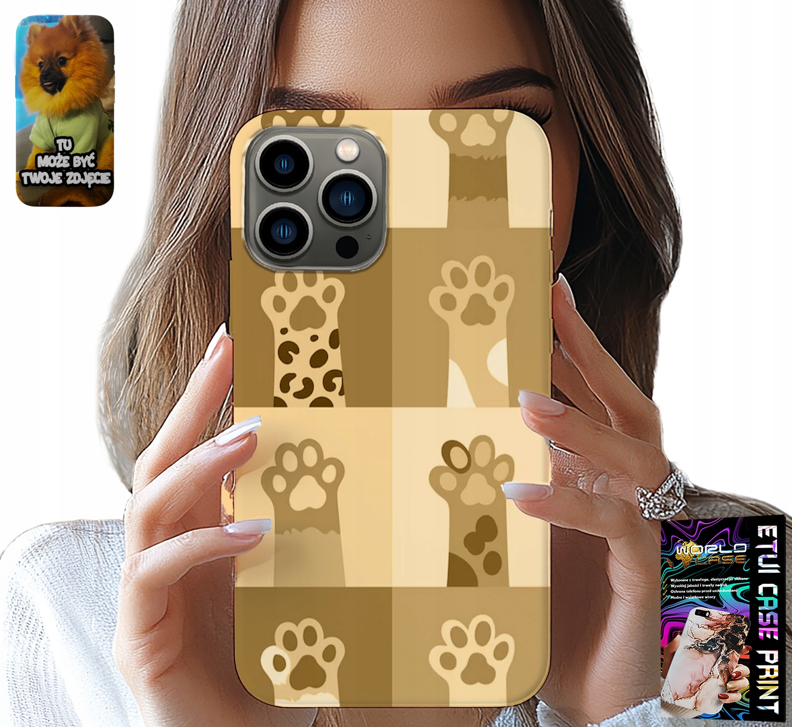 ETUI DO IPHONE 13 PRO - LOVE CAT, WZORY Z KOTAMI, ŁAPKI KOTÓW