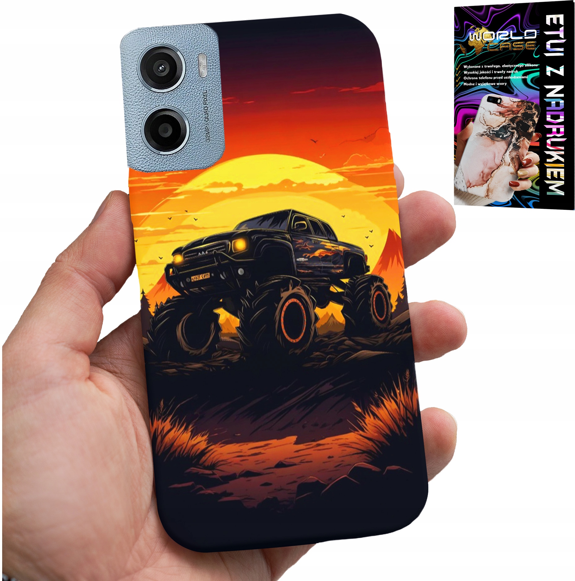 ETUI DO MOTOROLA E15 / G05 - MONSTERTRUCK, CIĘŻARÓWKA, WZORY + FOLIA