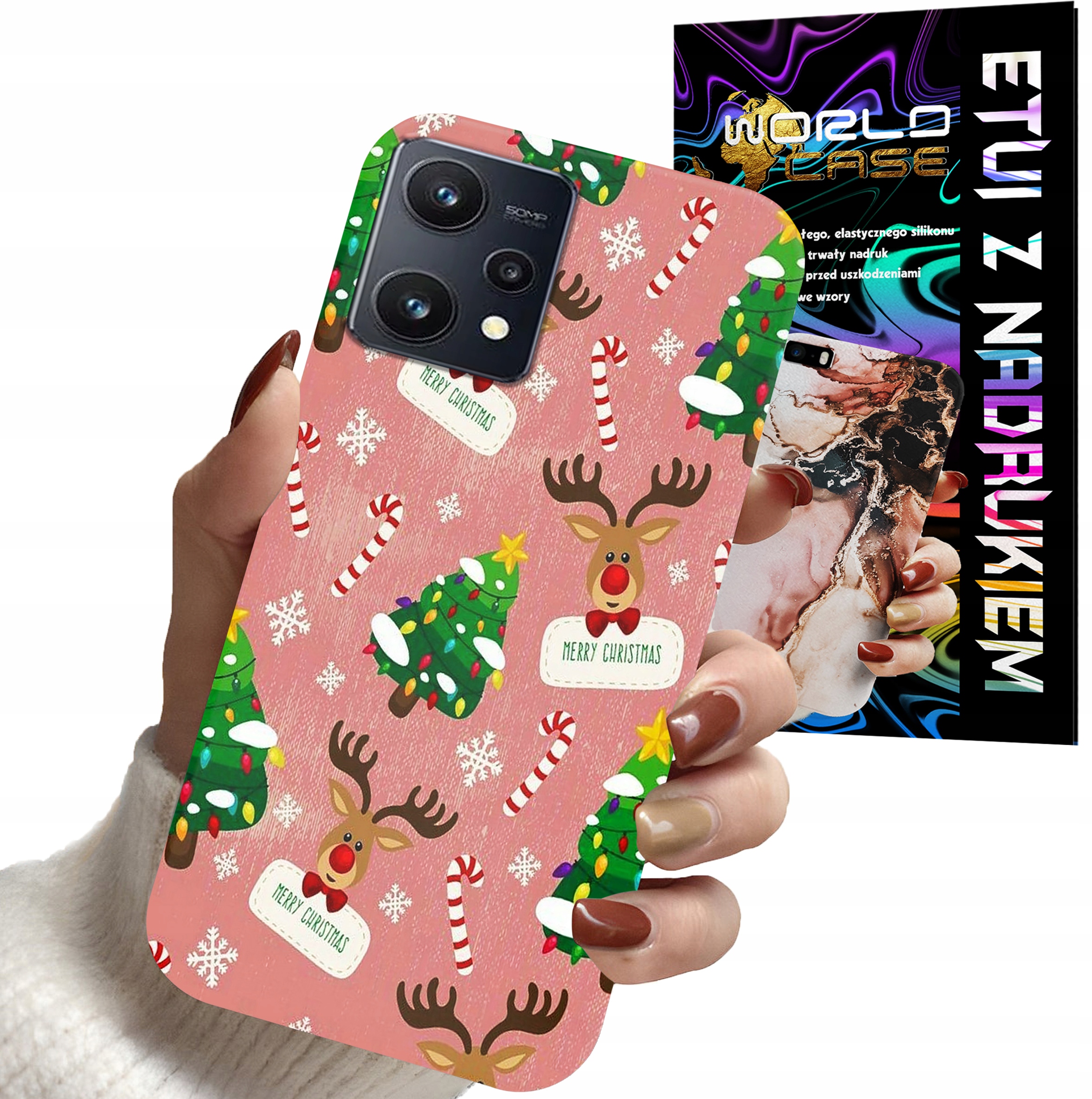 ETUI CASE DO REALME 8 / 8 PRO - ŚWIĄTECZNE WZORY NA ŚWIĘTA RENIFER CHOINKA