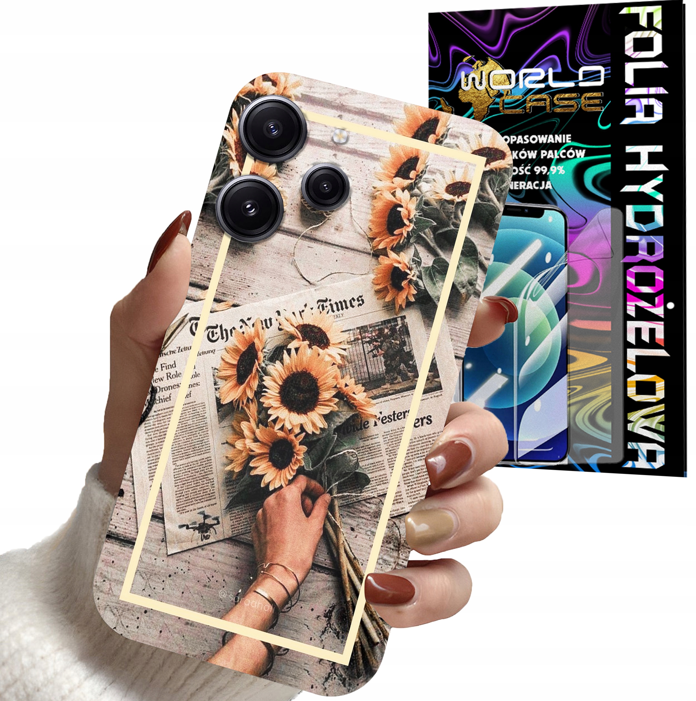 ETUI CASE DO XIAOMI REDMI 12 4G - SŁONECZNIK KWIATY DLA KOBIET PLEC + FOLIA