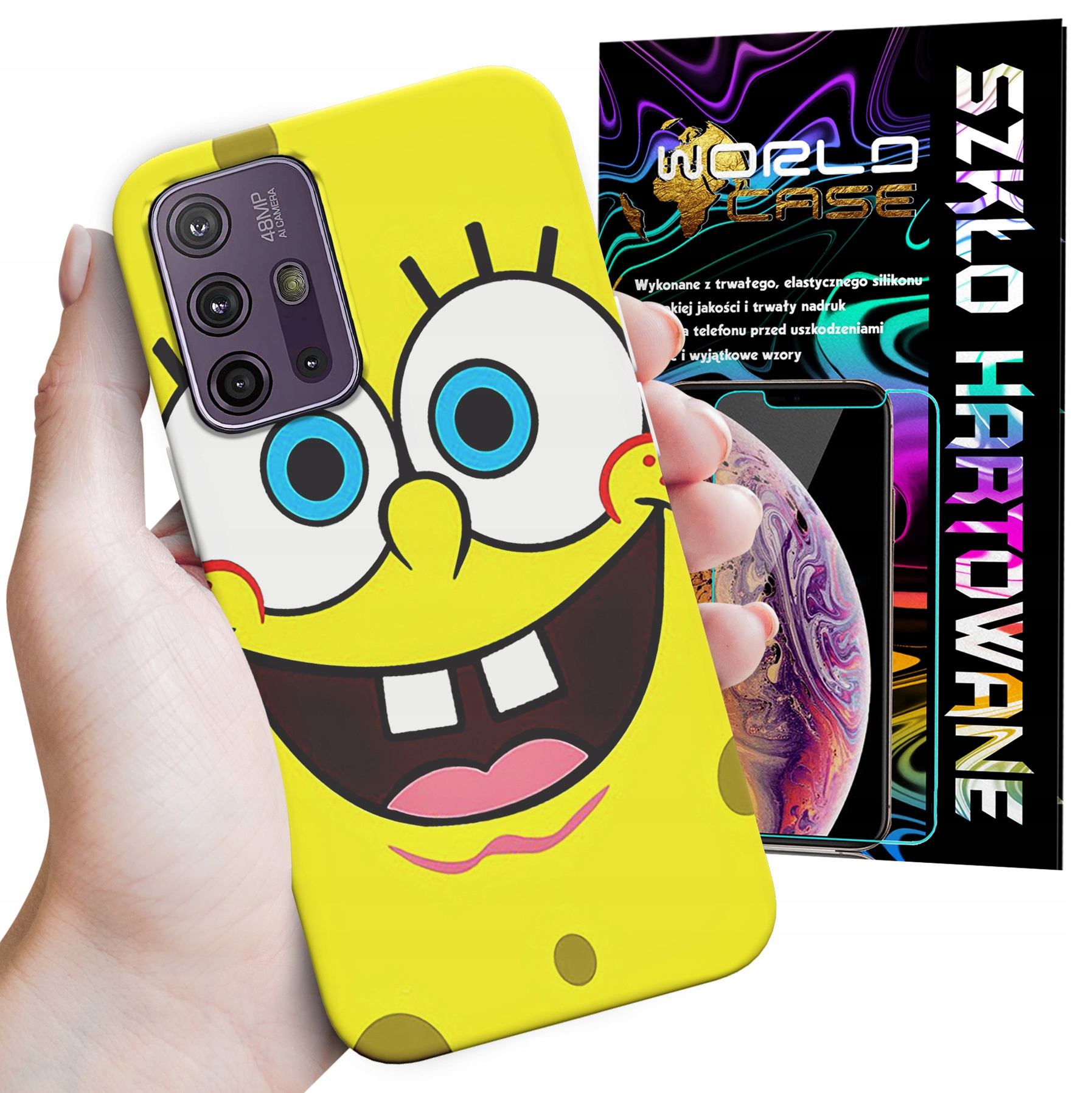 ETUI DO MOTOROLA MOTO G10 POWER - SPONGEBOB BAJKI GRY WYBÓR PLECKI + SZKŁO