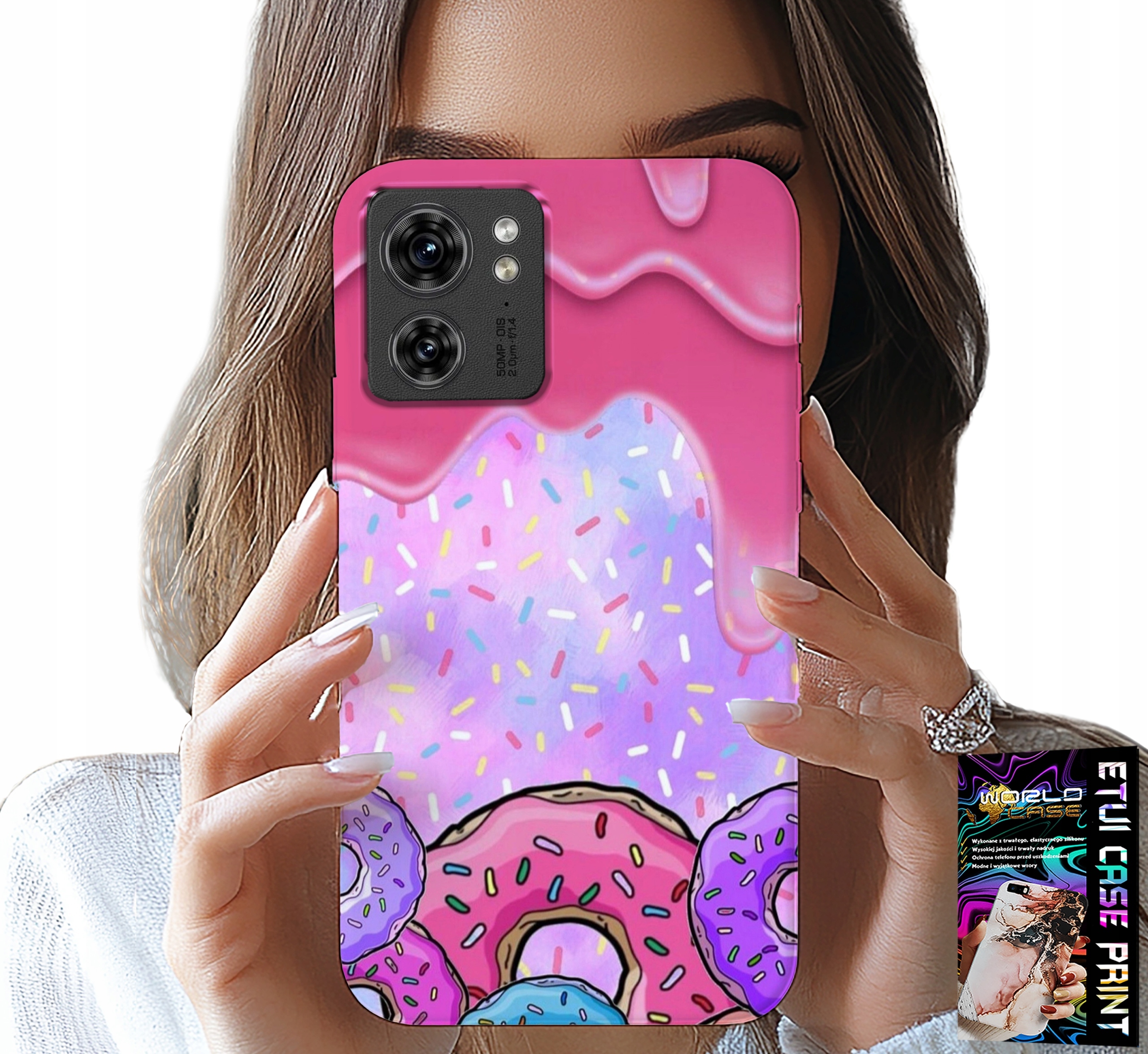 ETUI DO MOTOROLA EDGE 40 - SŁODKIE DONUTY Z LUKREM W TLE + FOLIA