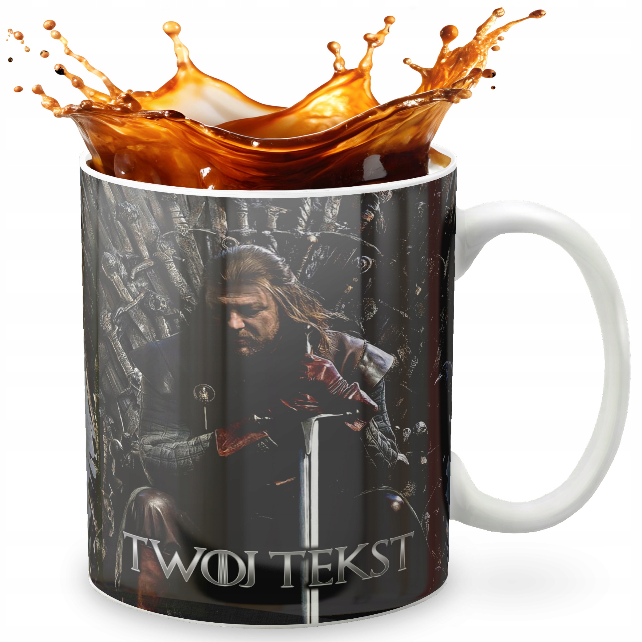 KUBEK 330ml GRAFIKA PREZENT ŚWIĘTA WZÓR - SERIAL GOT TRON SMOK GRA - IMIĘ