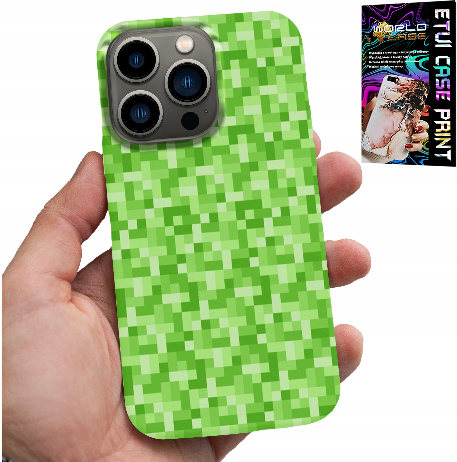 ETUI DO IPHONE 15 PRO - WZORY Z GIER Z GRY PIKSEL PIKSELE PLECKI