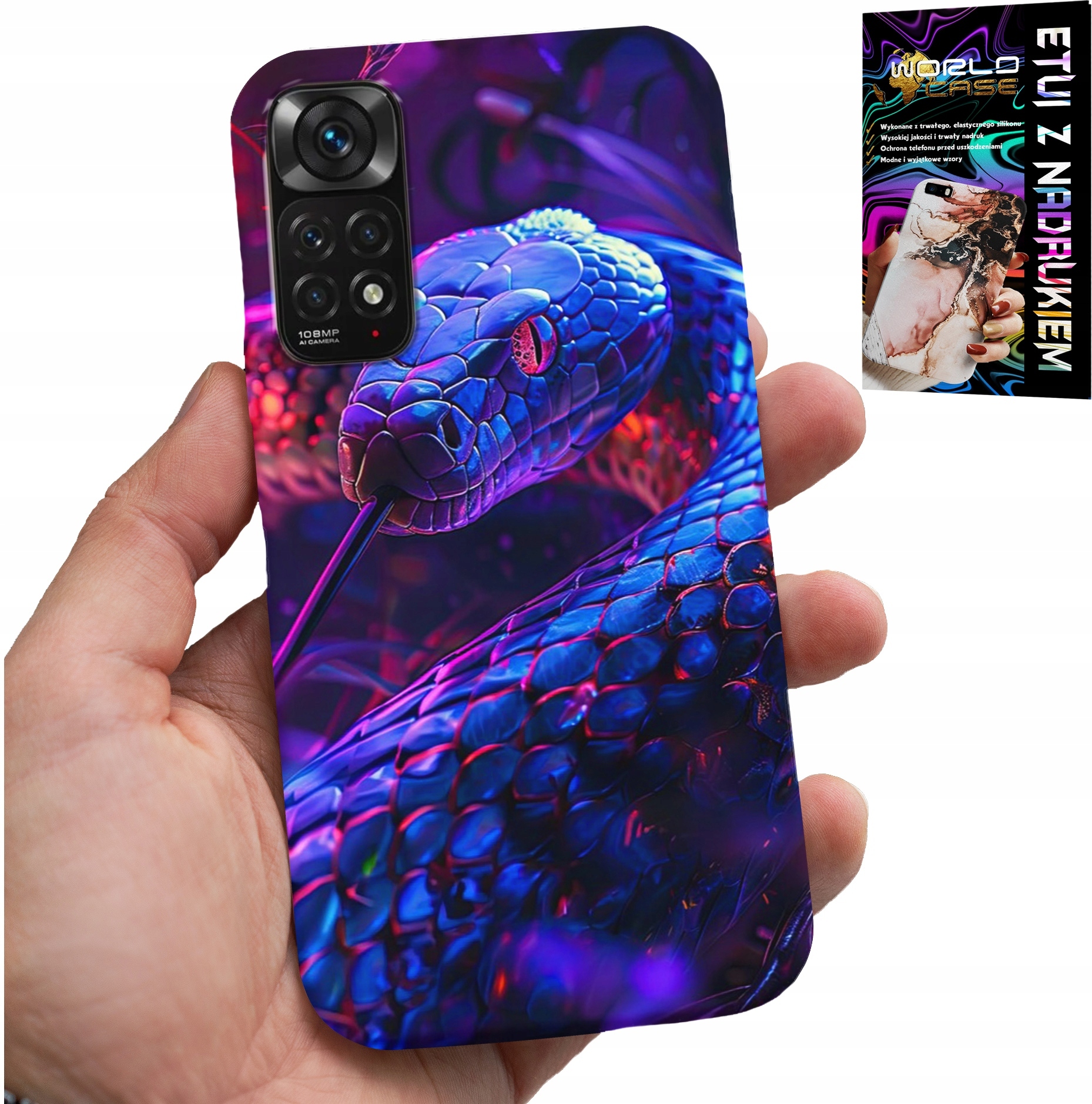 ETUI DO XIAOMI NOTE 11 / 11S - WĄŻ KOBRA GRZECHOTNIK GADY CASE + FOLIA