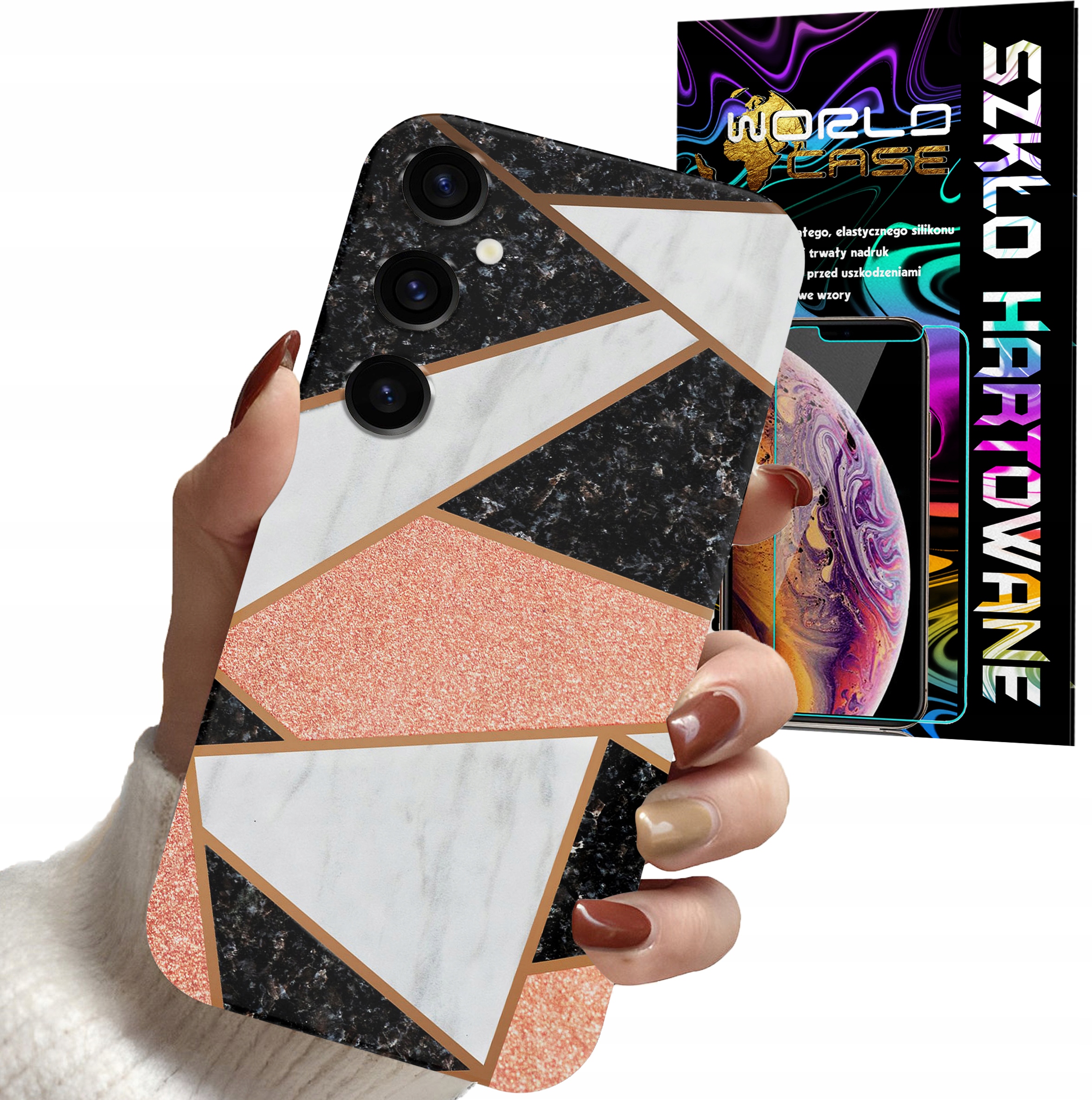 ETUI CASE DO SAMSUNG S24 - GEOMETRYCZNE WZORY DLA KOBIET PLECKI + SZKŁO