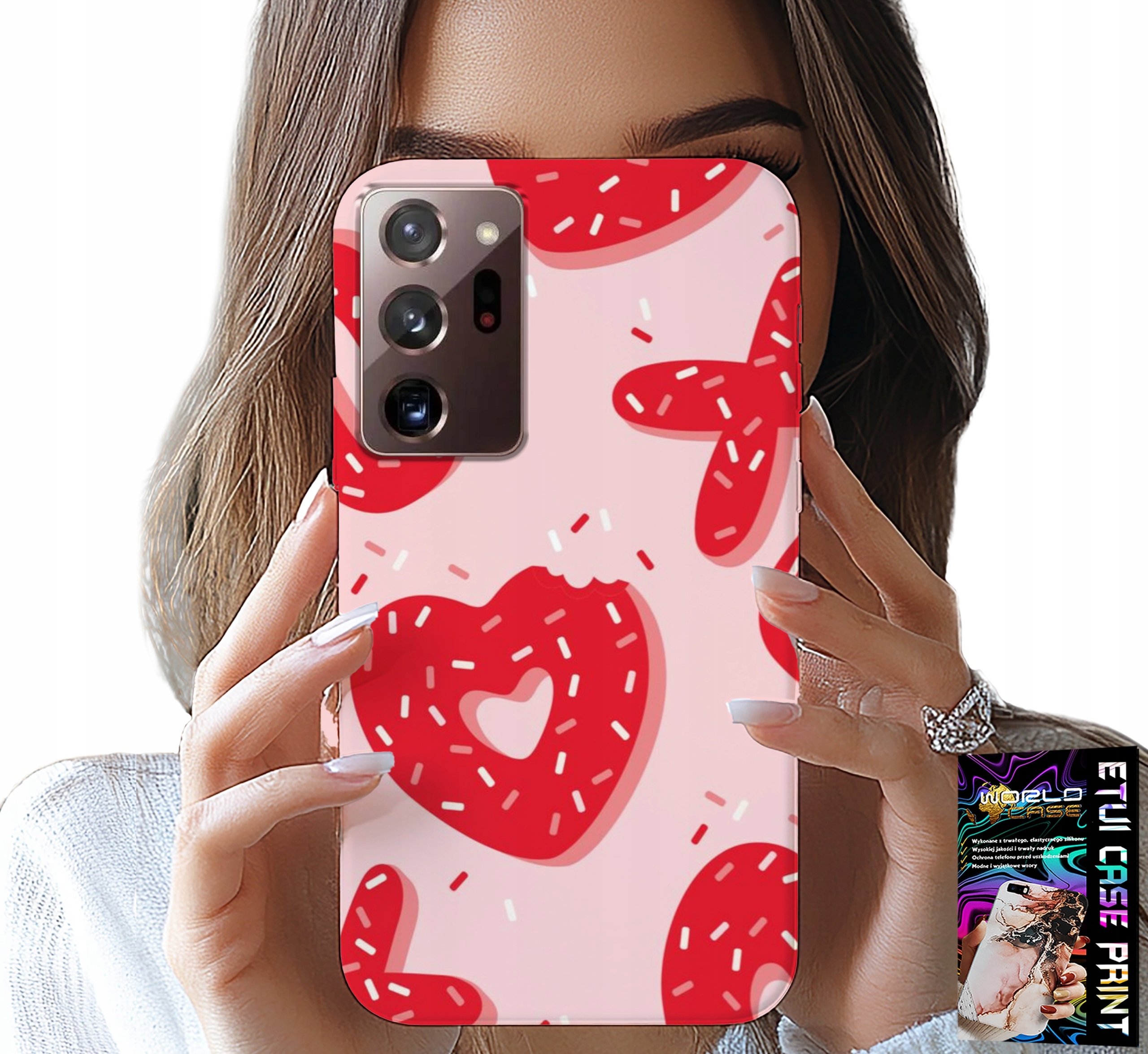ETUI DO SAMSUNG NOTE 20 ULTRA - KOBIECE, MODNE WZORY XOXO SERCE + FOLIA