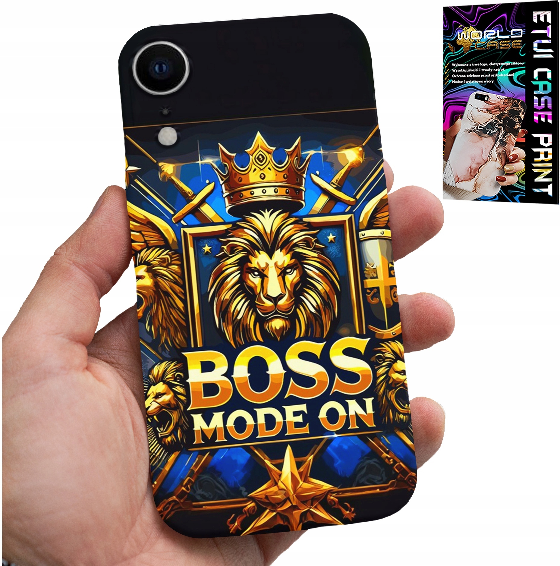 ETUI DO IPHONE XR - BOSS LEW Z KORONĄ NA TARCZY CASE + FOLIA