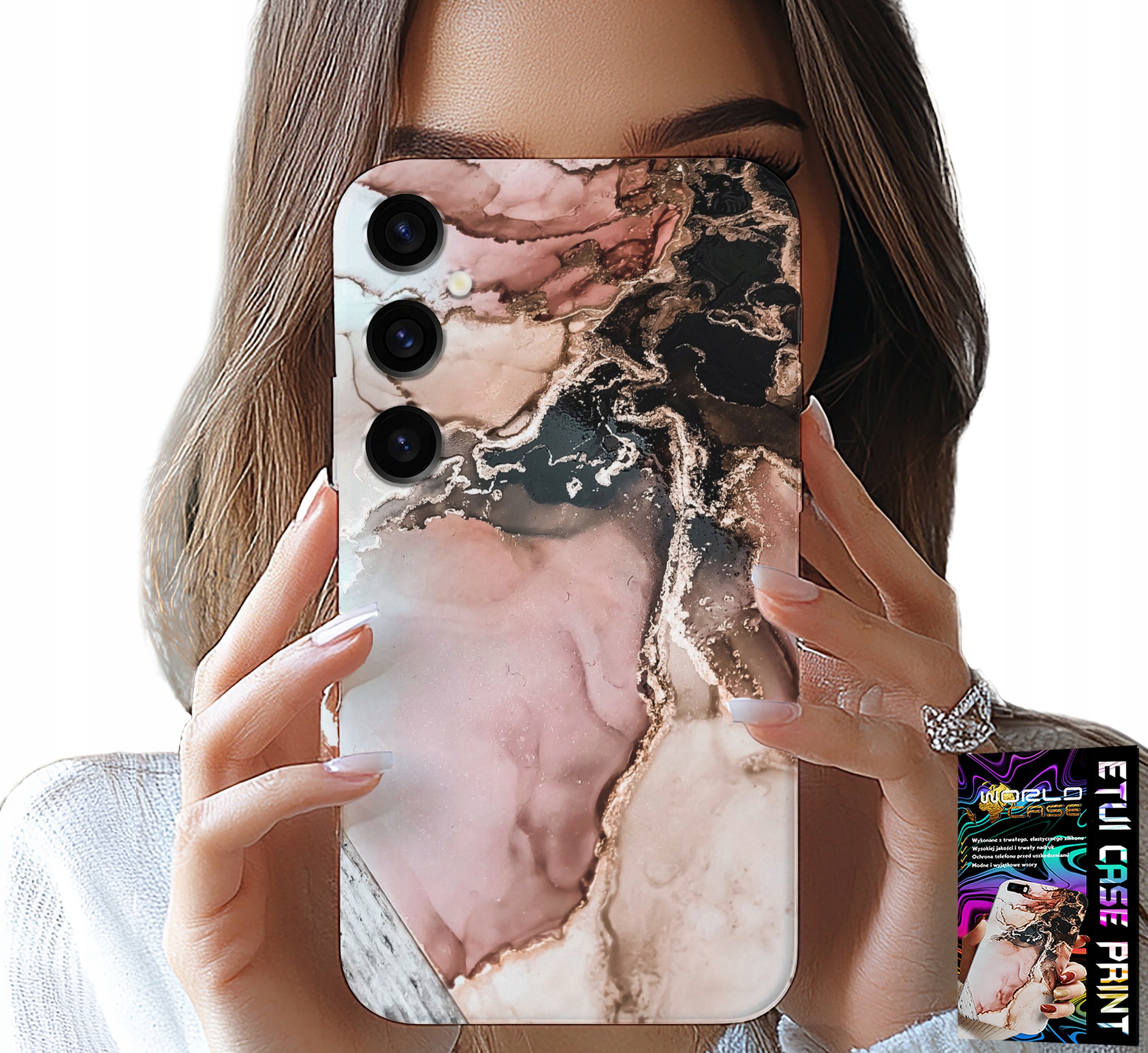 ETUI DO SAMSUNG GALAXY S24 PLUS - ELEGANCKI MARMUREK MODNE WZORY + SZKŁO