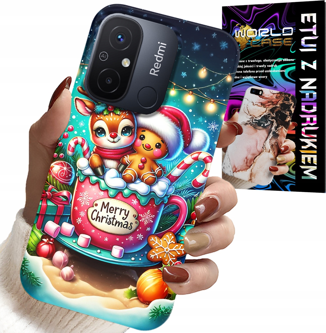 ETUI DO XIAOMI REDMI 12C - RENIFER Z PIERNIKIEM MERRY CHRISTMAS