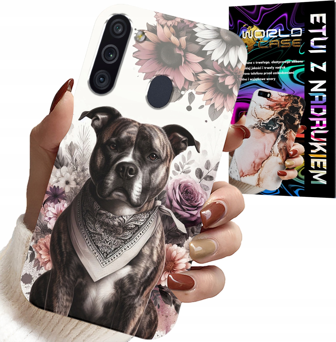 ETUI DO SAMSUNG GALAXY A21 - PITBULL GROŹNE PSY FUTERAŁ PLECKI CASE