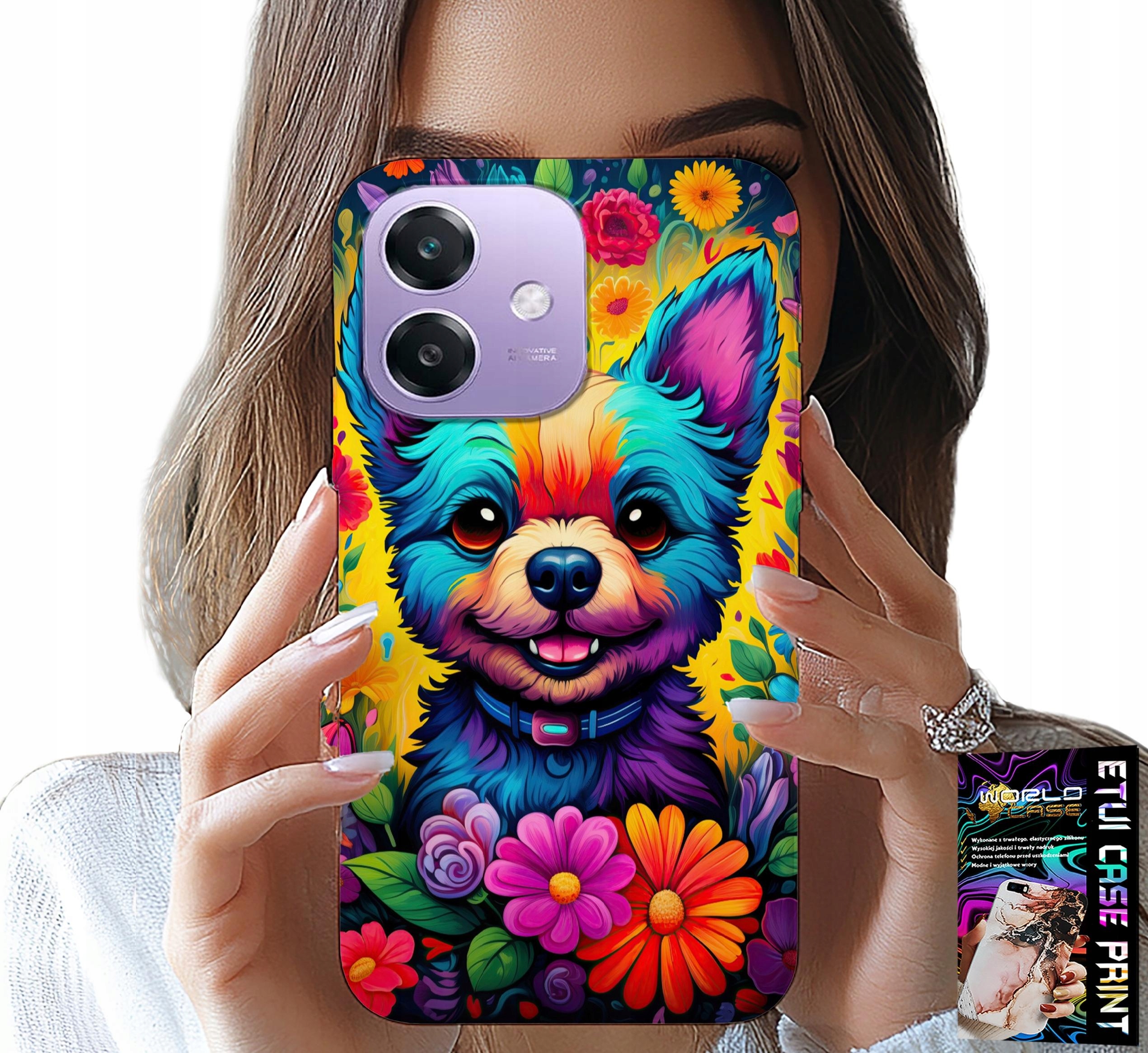 ETUI DO OPPO A40 / A40M - KWIACISTE WZORY PIESEK PIES JORK PLECKI