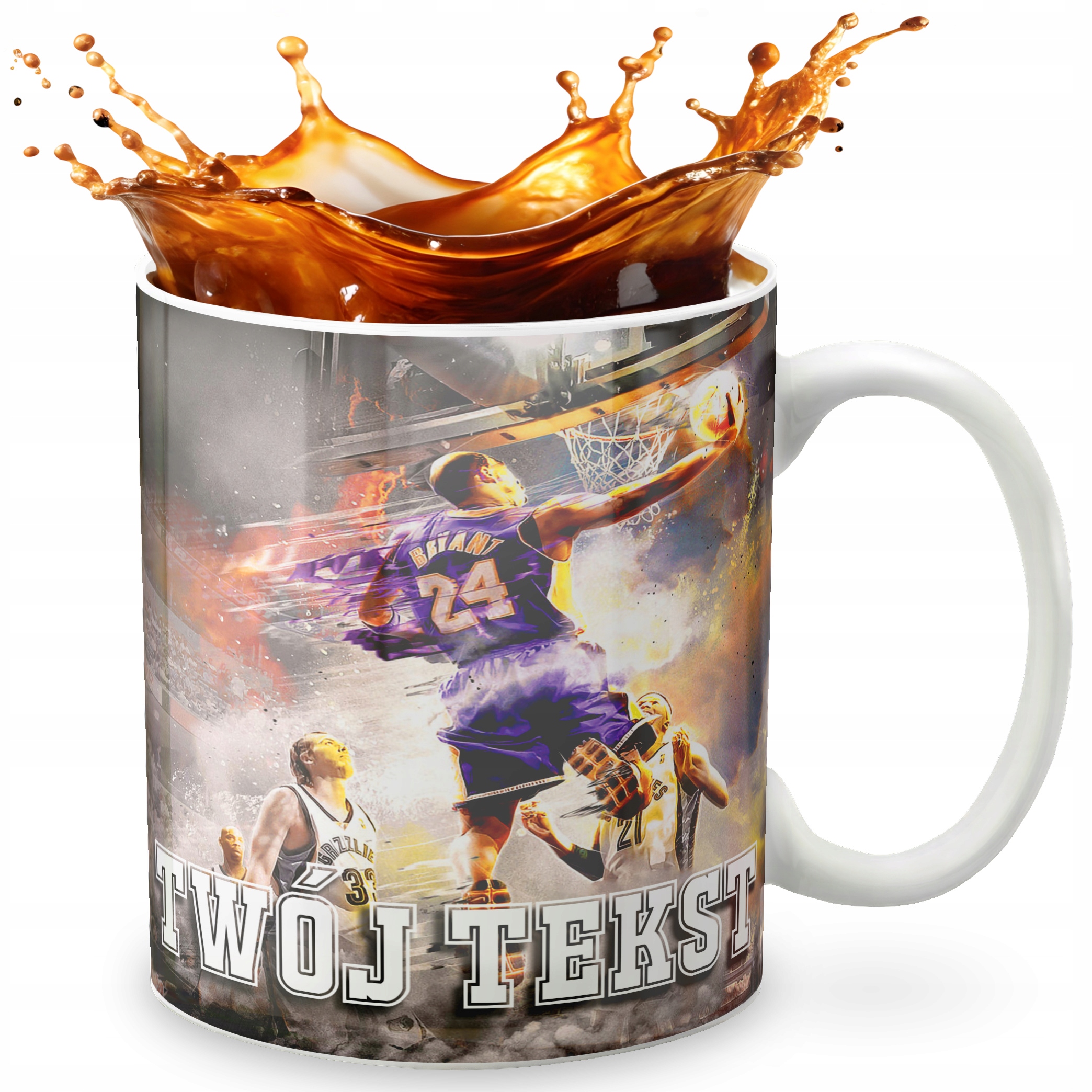 KUBEK 330ml GRAFIKA PREZENT ŚWIĘTA WZÓR - KOSZYKÓWKA SPORT + IMIĘ