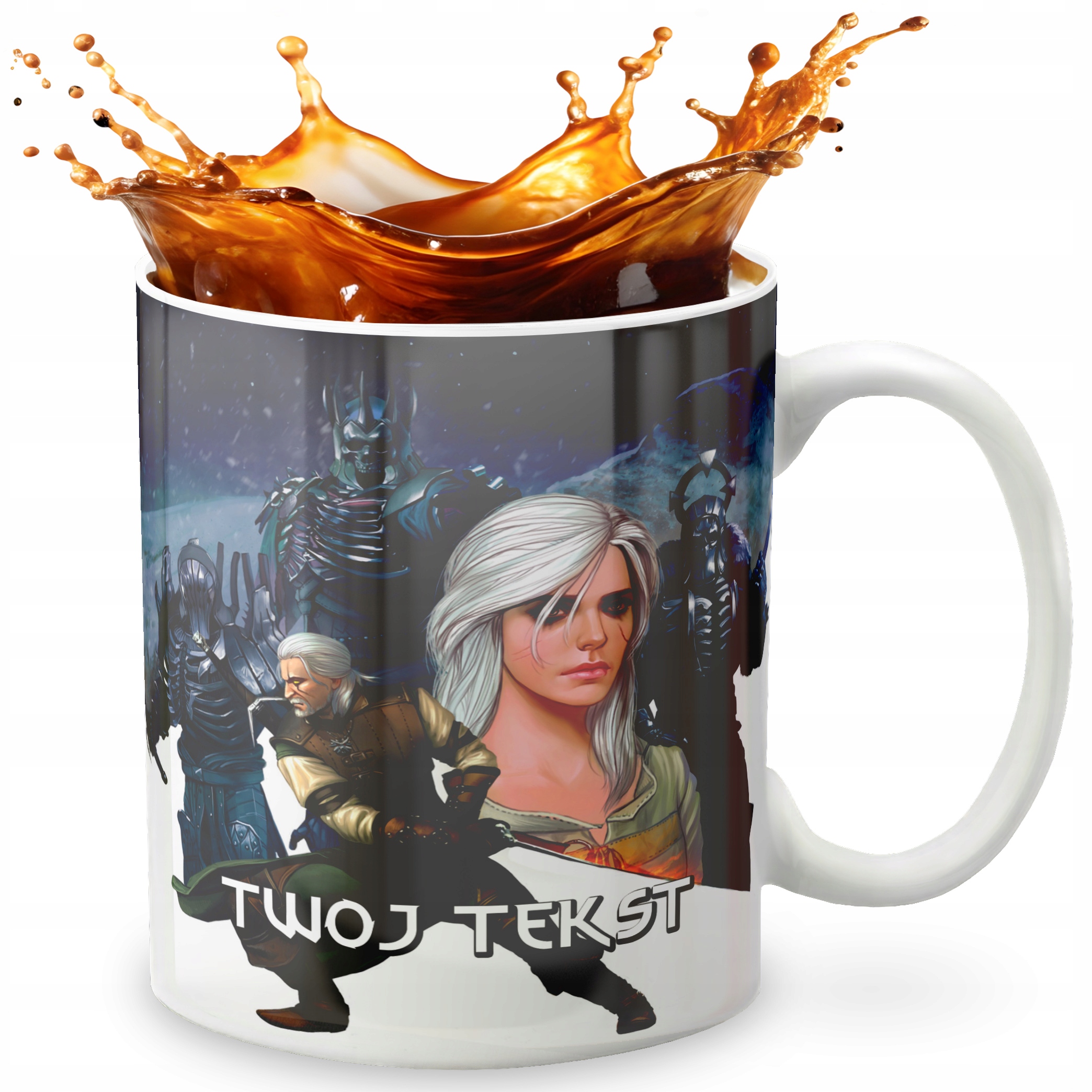 KUBEK 330ml GRAFIKA PREZENT ŚWIĘTA WZÓR - GRA SERIAL WIEDŹMIN + IMIĘ