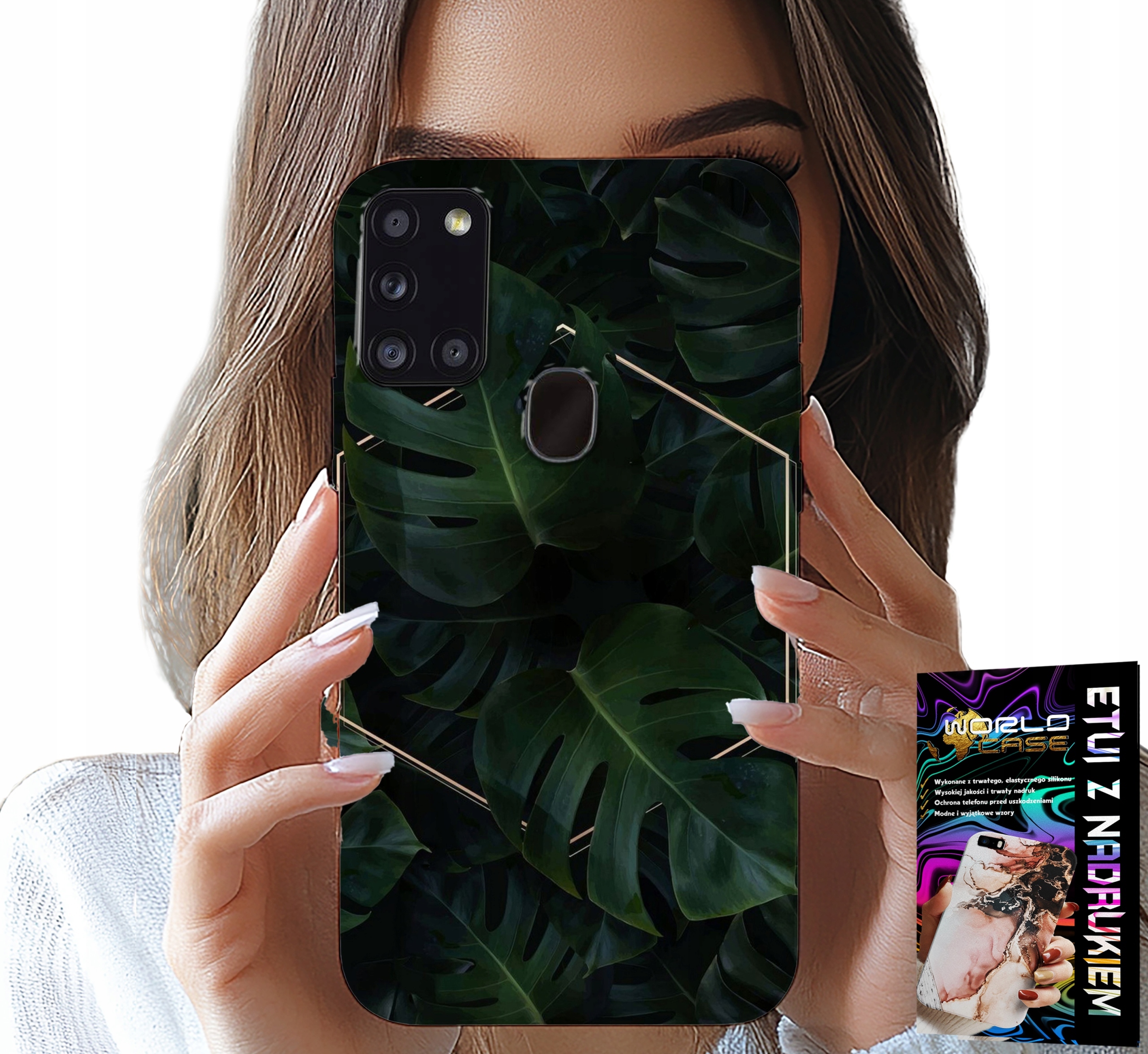 ETUI DO SAMSUNG GALAXY A21s - ELEGANCKIE LIŚCIE MODNE WZORY NA CASE