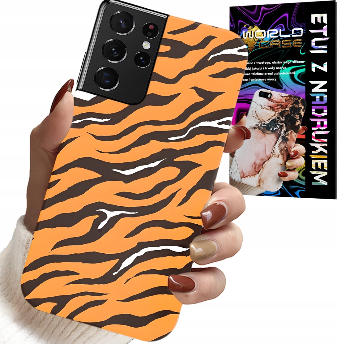ETUI DO SAMSUNG GALAXY S21 Ultra - PLECKI W TYGRYSIE PASKI POKROWIEC +FOLIA