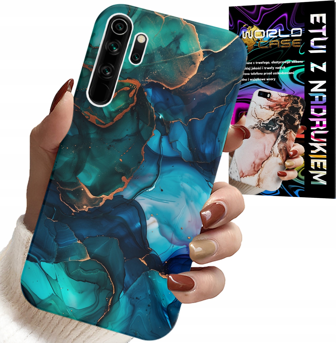 ETUI DO XIAOMI NOTE 8 - NIEBIESKO ZIELONY MARMUREK PLECKI WZORY