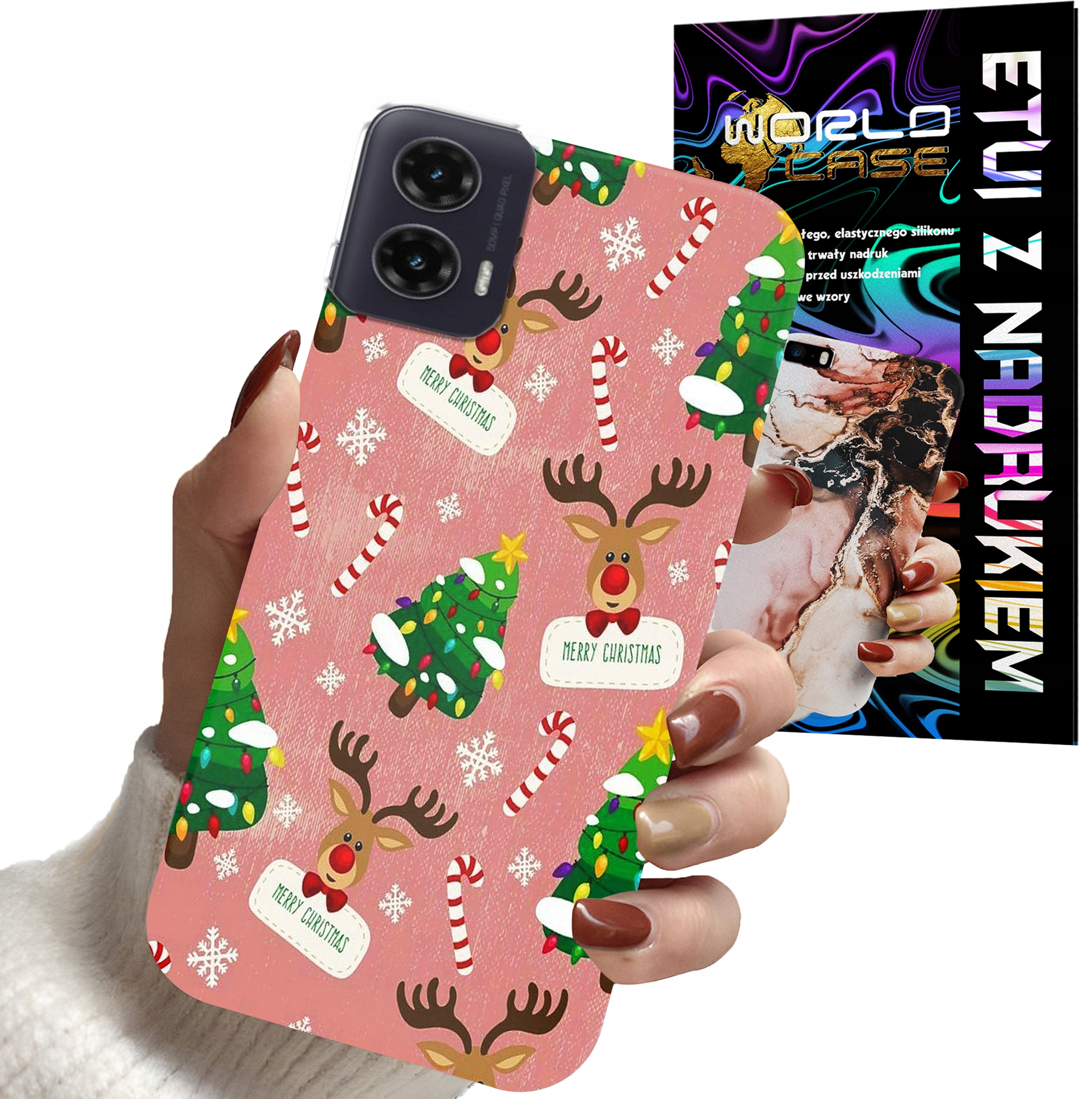 ETUI CASE DO MOTOROLA MOTO G35 - ŚWIĄTECZNE WZORY NA ŚWIĘTA RENIFER MIKOŁAJ