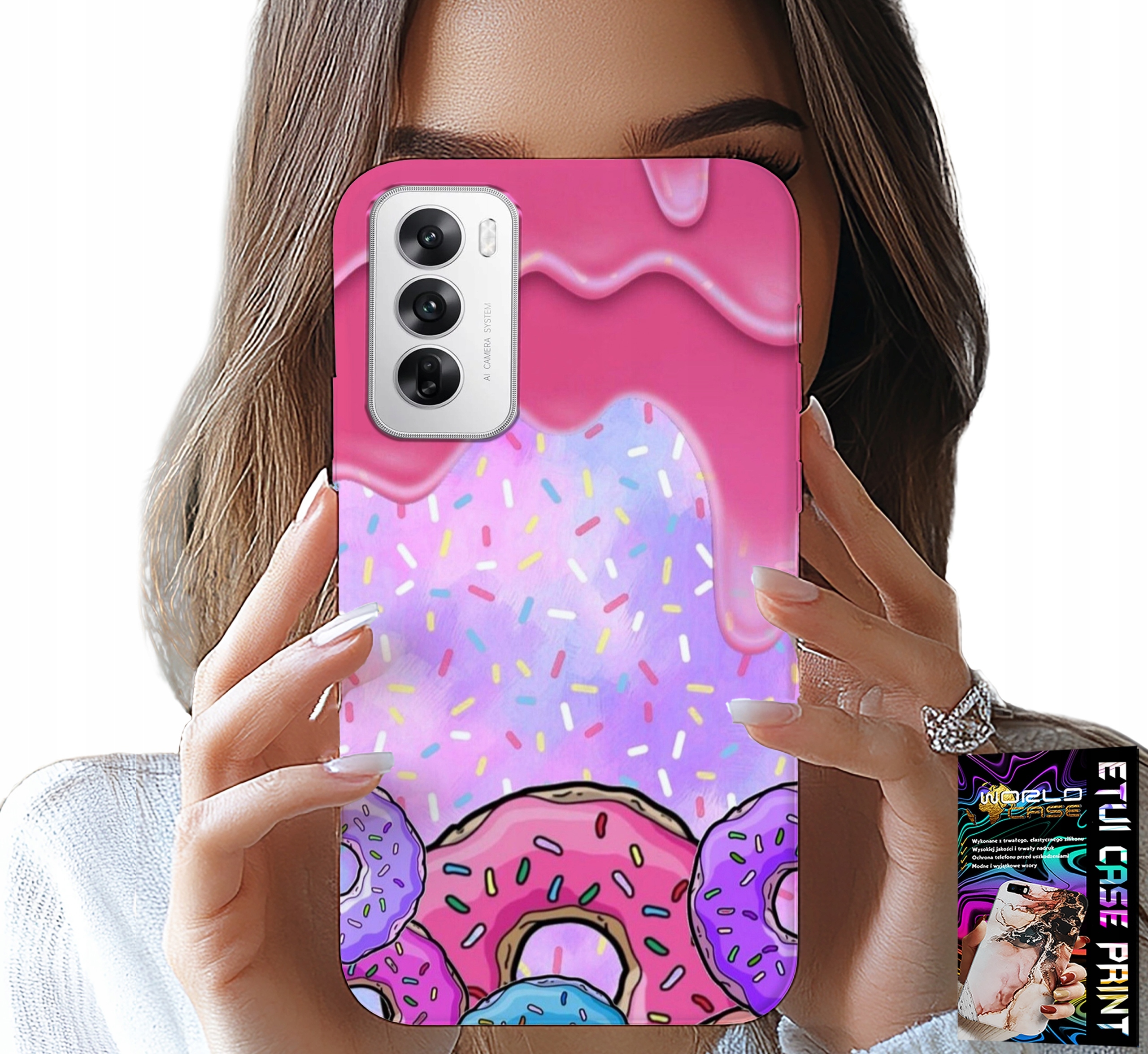 ETUI DO OPPO RENO12 PRO 5G - SŁODKIE DONUTY Z LUKREM W TLE + FOLIA