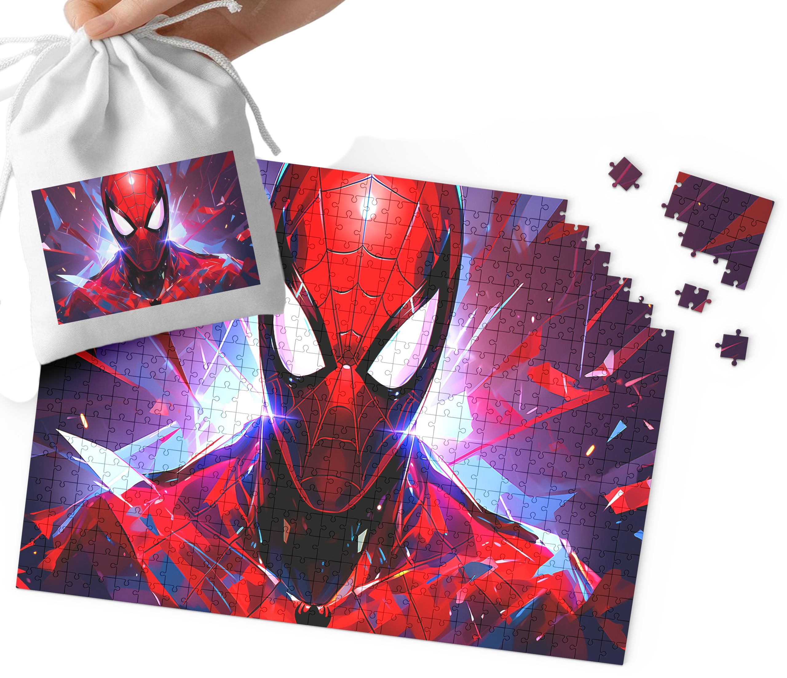 PUZZLE - SPIDER MAN WZORY Z BAJEK I GIER PREZENT DLA DZIECI 192el +WORECZEK