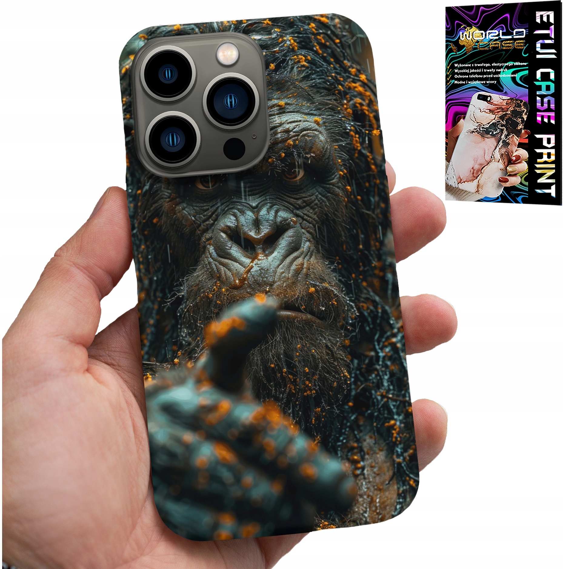 ETUI DO IPHONE 16 PRO - MAŁPA, MAŁPKA, GORYL, ZWIERZĘTA + SZKŁO