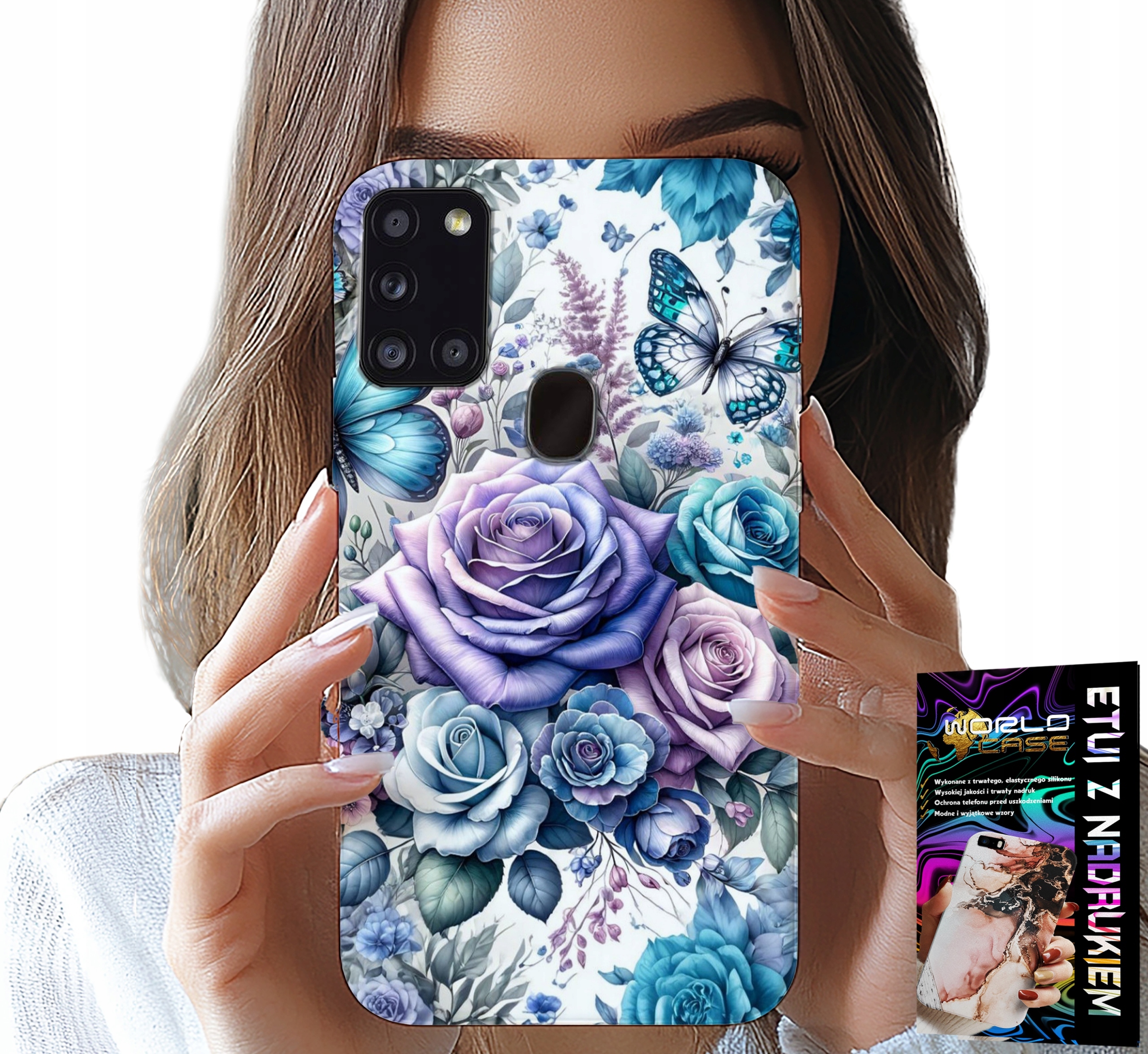 ETUI DO SAMSUNG GALAXY A21s - KWIECISTE WZORY RÓŻEKWIATKI CASE + SZKŁO