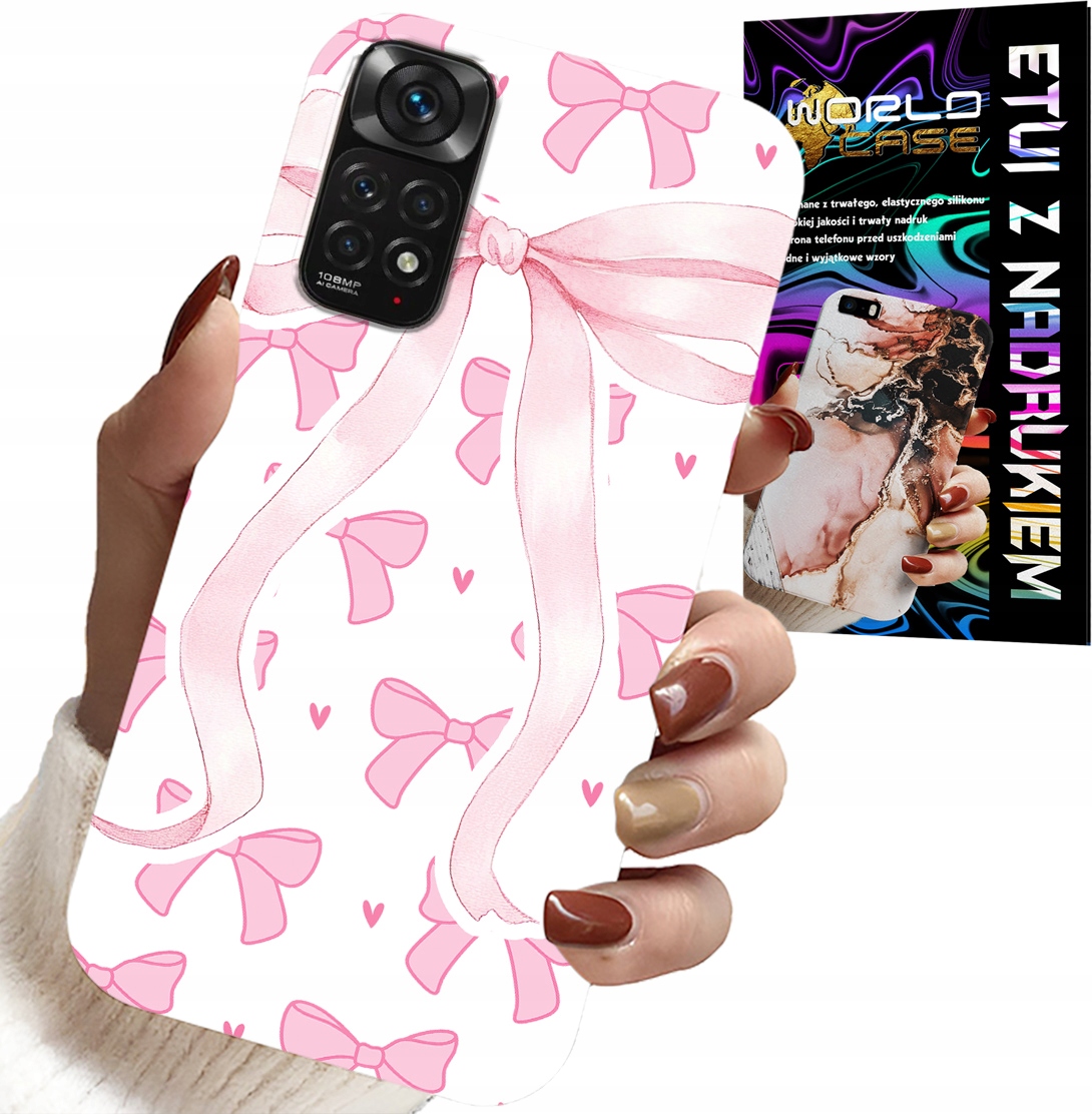 ETUI DO XIAOMI NOTE 11 / 11S - RÓŻOWE WSTAZKI WSTĄZKA MODNE WZORY CASE