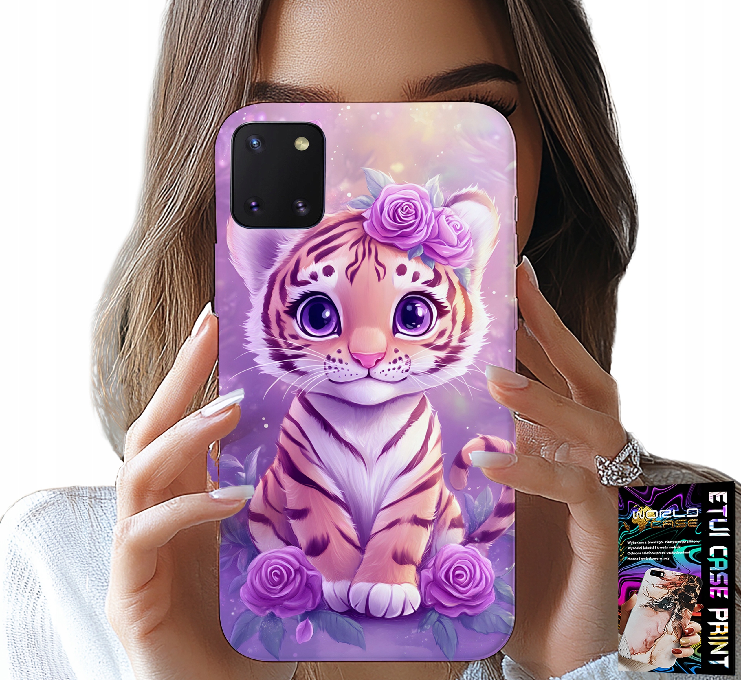ETUI DO SAMSUNG GALAXY A81 - SŁODKI TYGRYSEK NA RÓŻOWYM TLE + SZKŁO