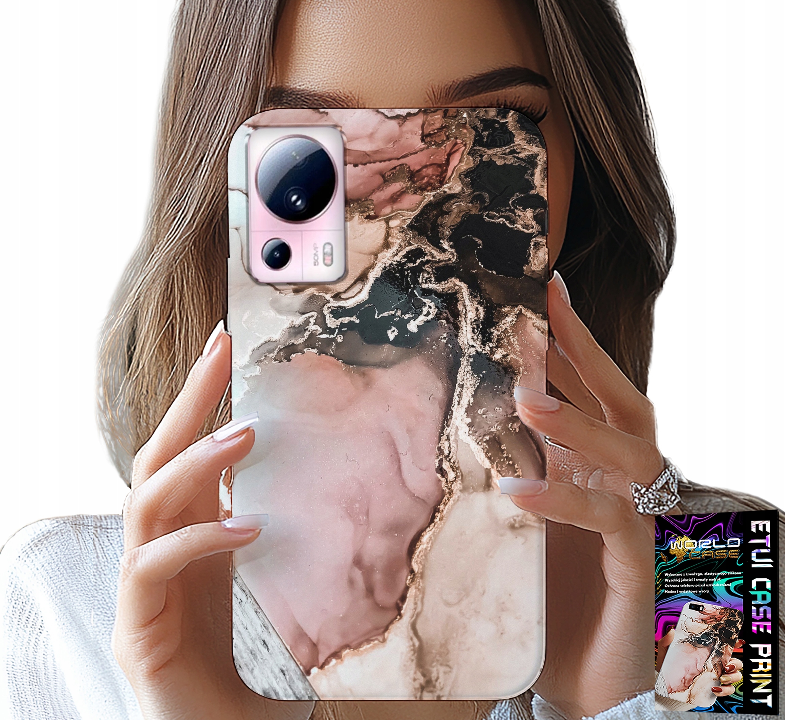 ETUI DO XIAOMI 13 LITE - ELEGANCKI MARMUREK MODNE WZORY + SZKŁO