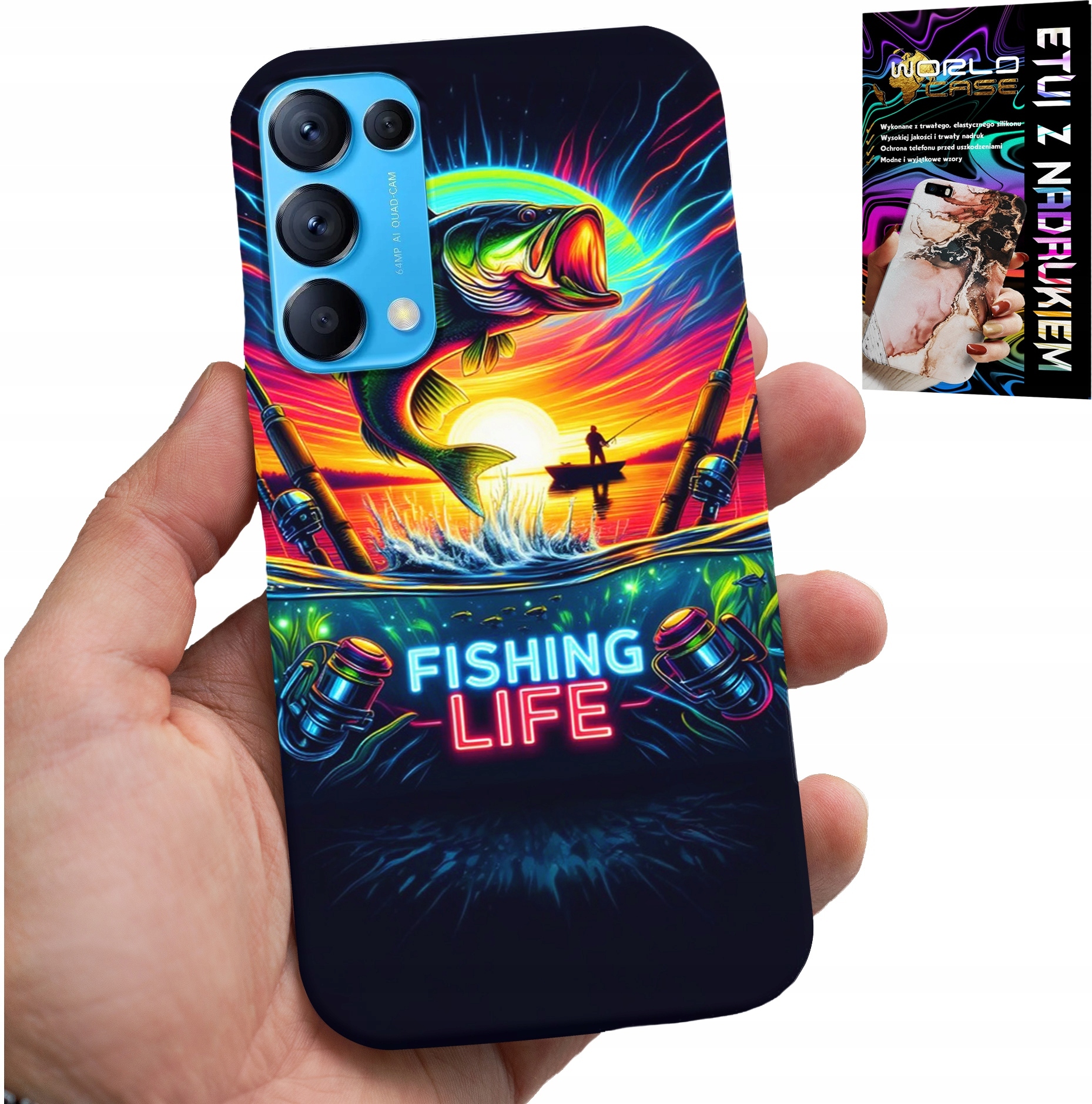 ETUI DO OPPO FIND X3 LITE - WZORY WĘDKARSKIE RYBY POŁÓW WĘDKA PLECKI