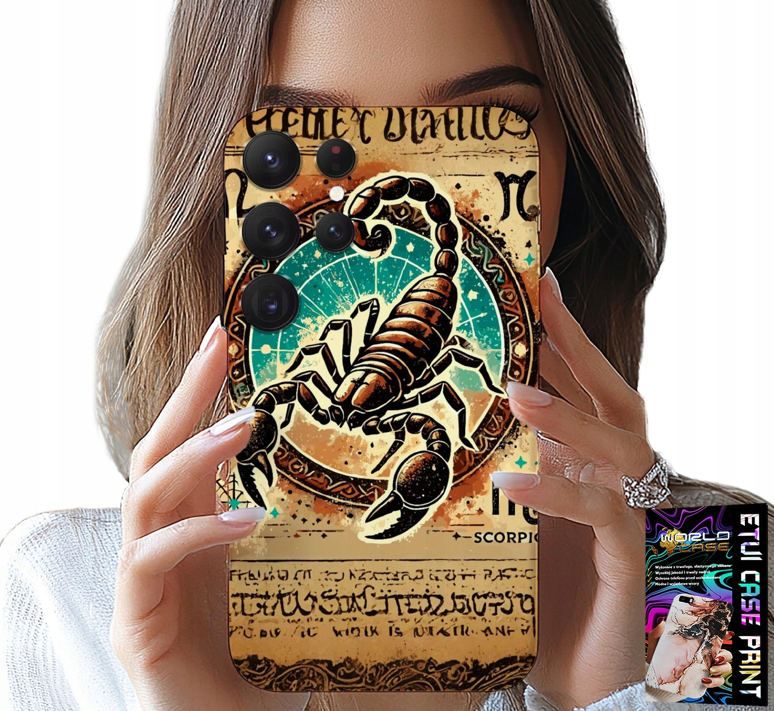 ETUI DO SAMSUNG GALAXY S23 Ultra - SKORPION ZNAK ZODIAKU ASTRONOMIA + FOLIA