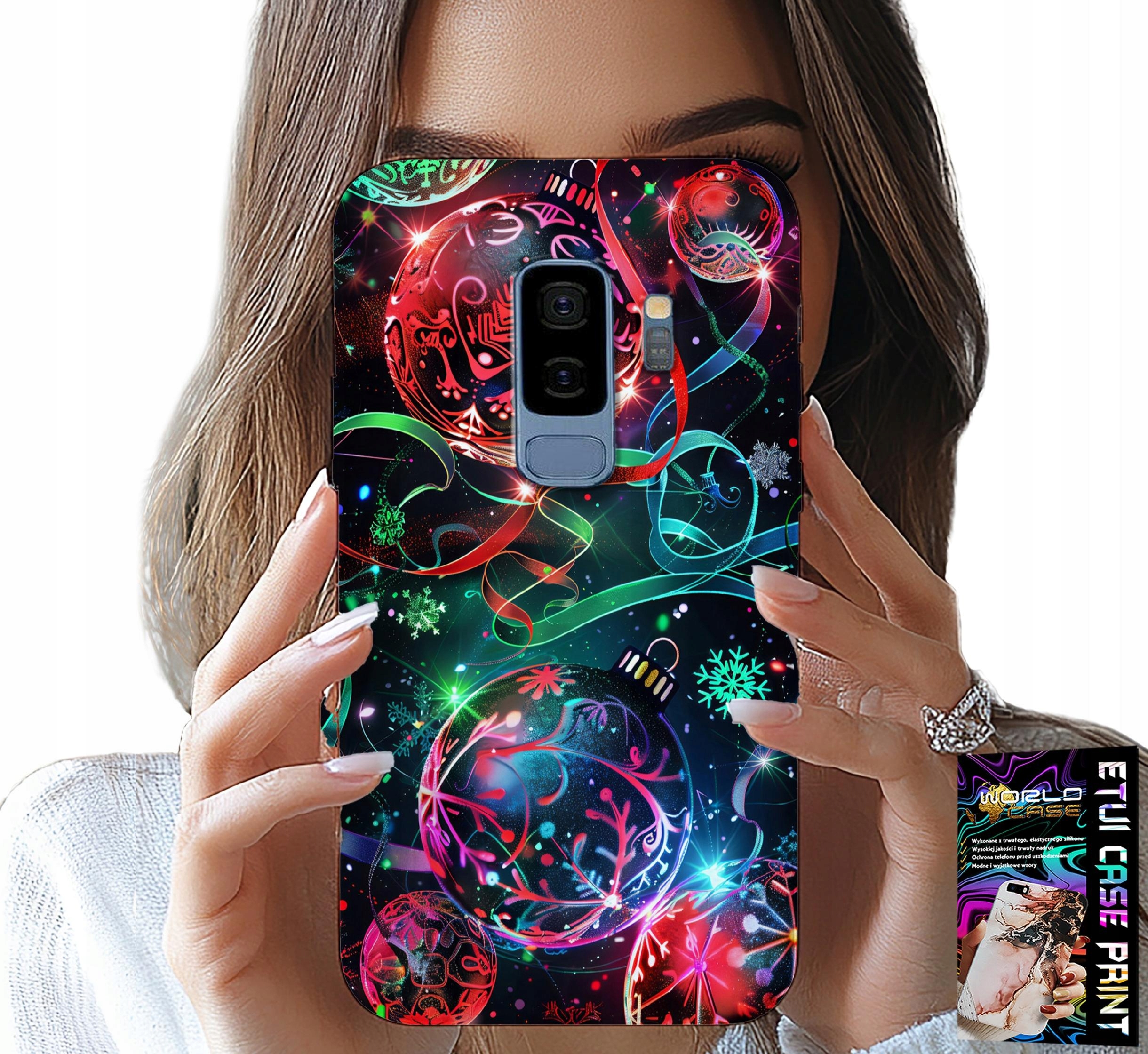 ETUI DO SAMSUNG GALAXY S9 PLUS - ŚWIĄTECZNE BOMBKI, CHOINKA, CASE + FOLIA