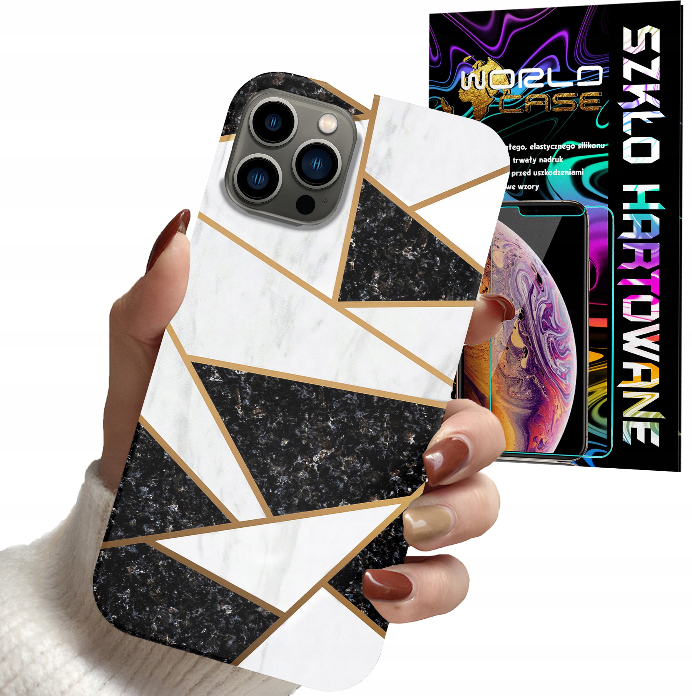 ETUI CASE DO IPHONE 11 PRO - MARMUREK GEOMETRIA WZORY DLA KOBIET + SZKŁO