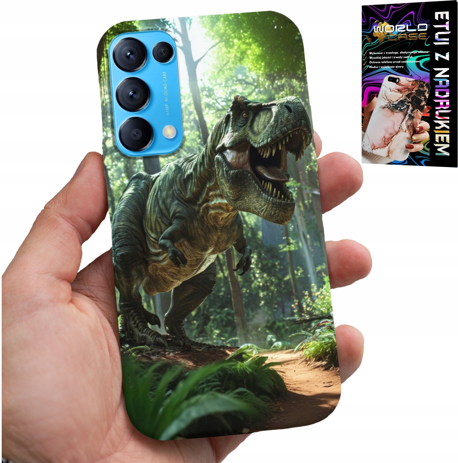 ETUI DO OPPO FIND X3 LITE - DINO DINOZAUR TYRANOZAUR CASE + SZKŁO