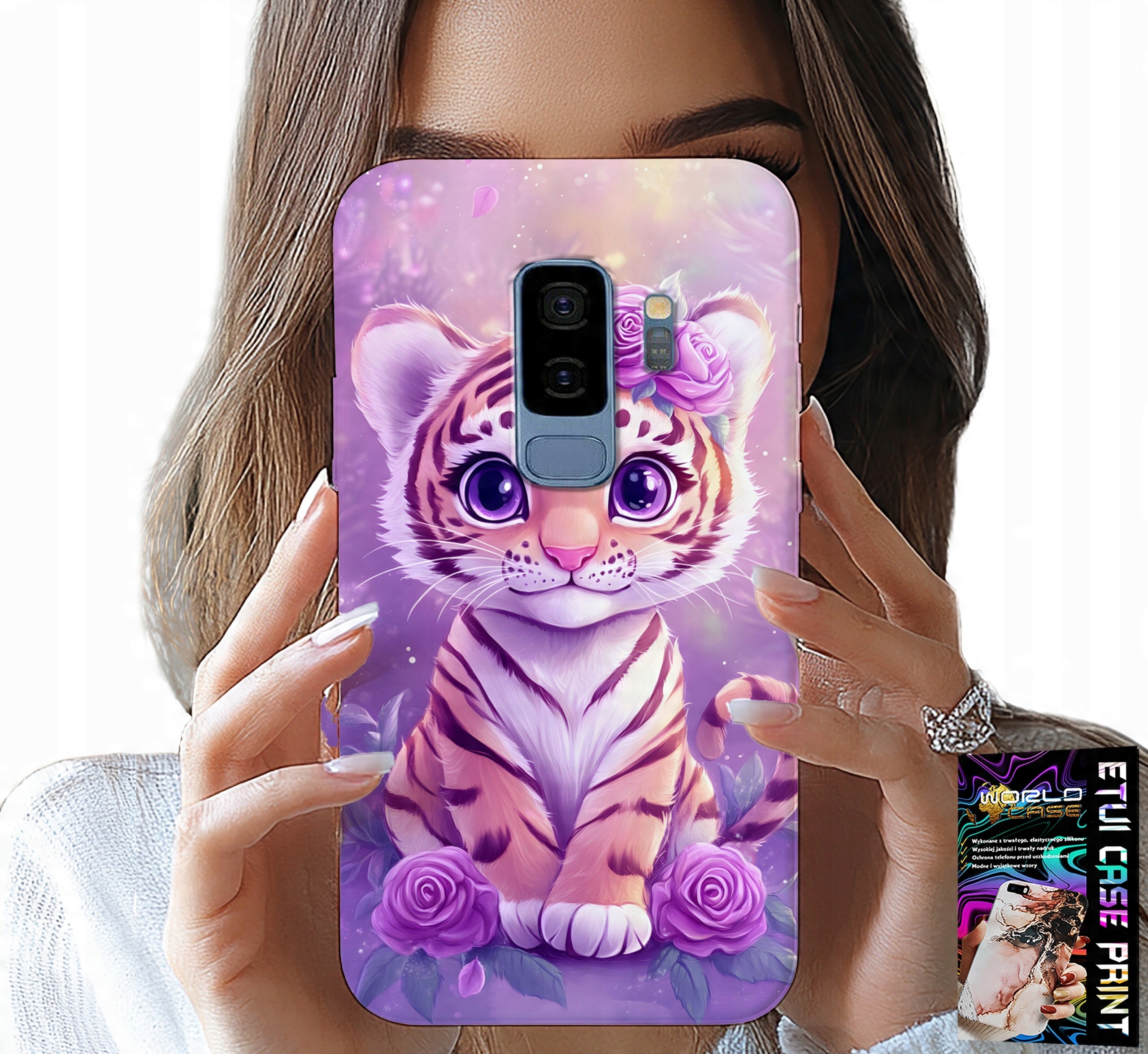 ETUI DO SAMSUNG GALAXY S9 PLUS - SŁODKI TYGRYSEK NA RÓŻOWYM TLE + FOLIA