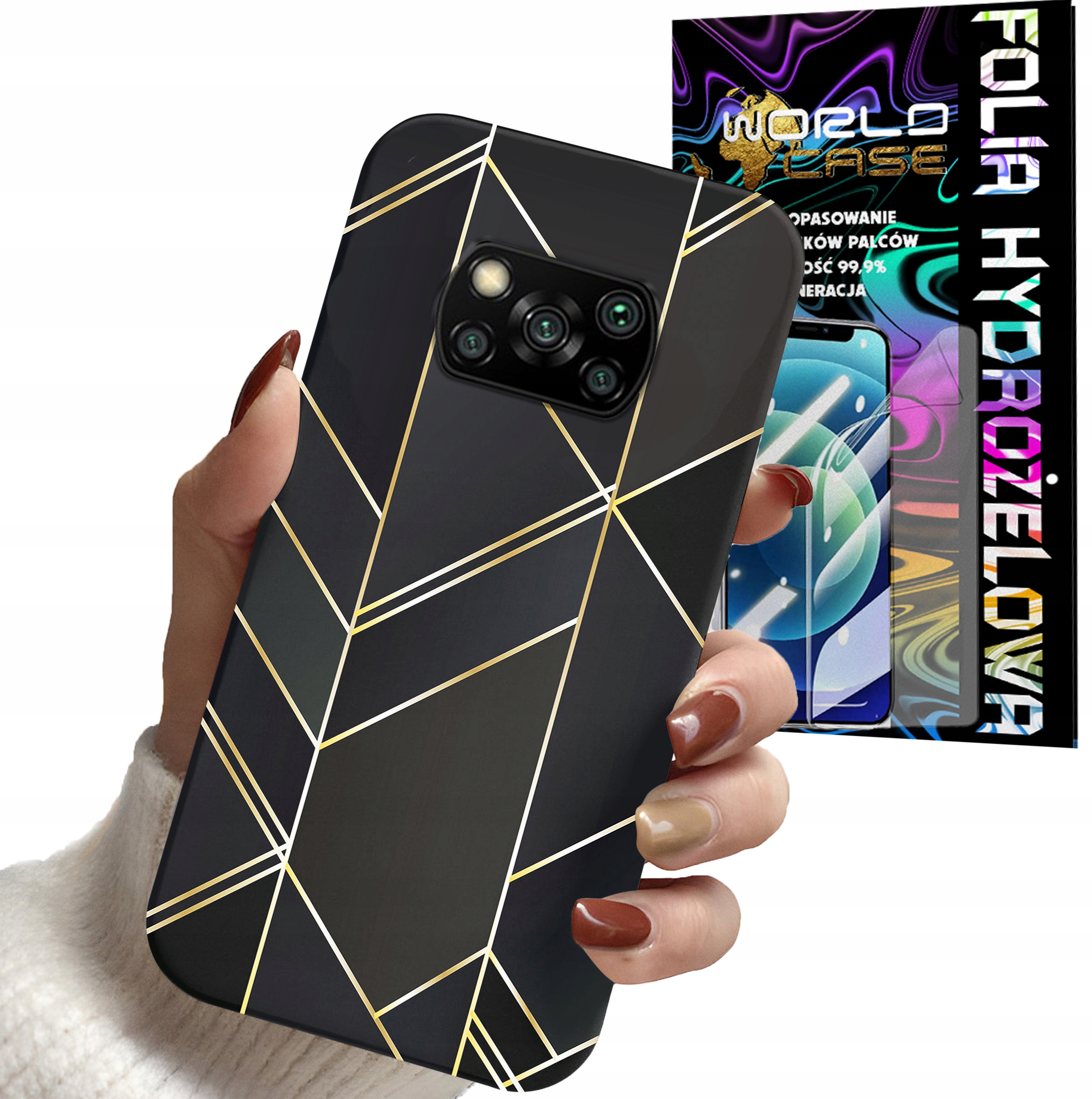 ETUI DO XIAOMI POCO X3 - MARMUREK GEOMETRYCZNE WZORY DLA KOBIET + FOLIA