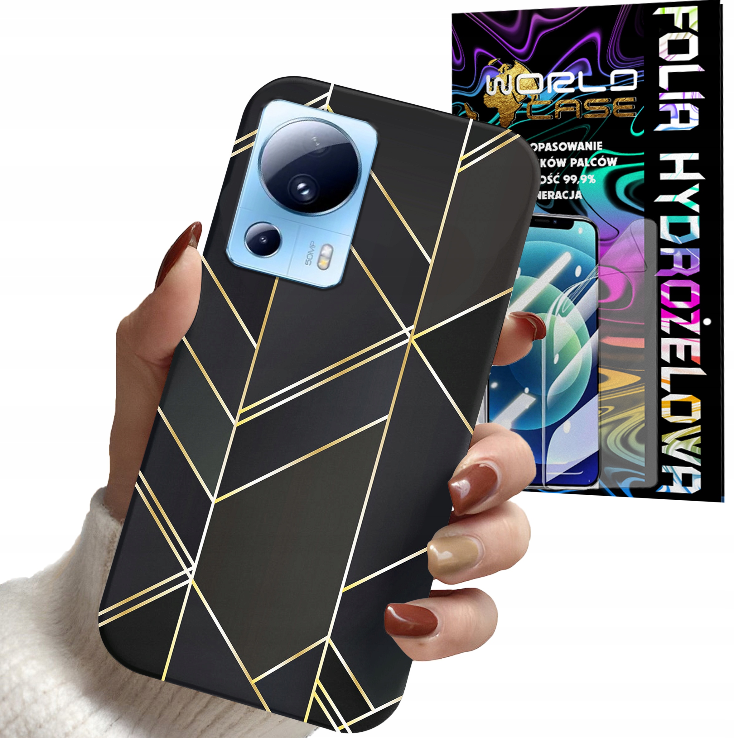 ETUI CASE DO XIAOMI 13 LITE - MARMUREK GEOMETRYCZNE WZORY DLA KOBIET+ FOLIA