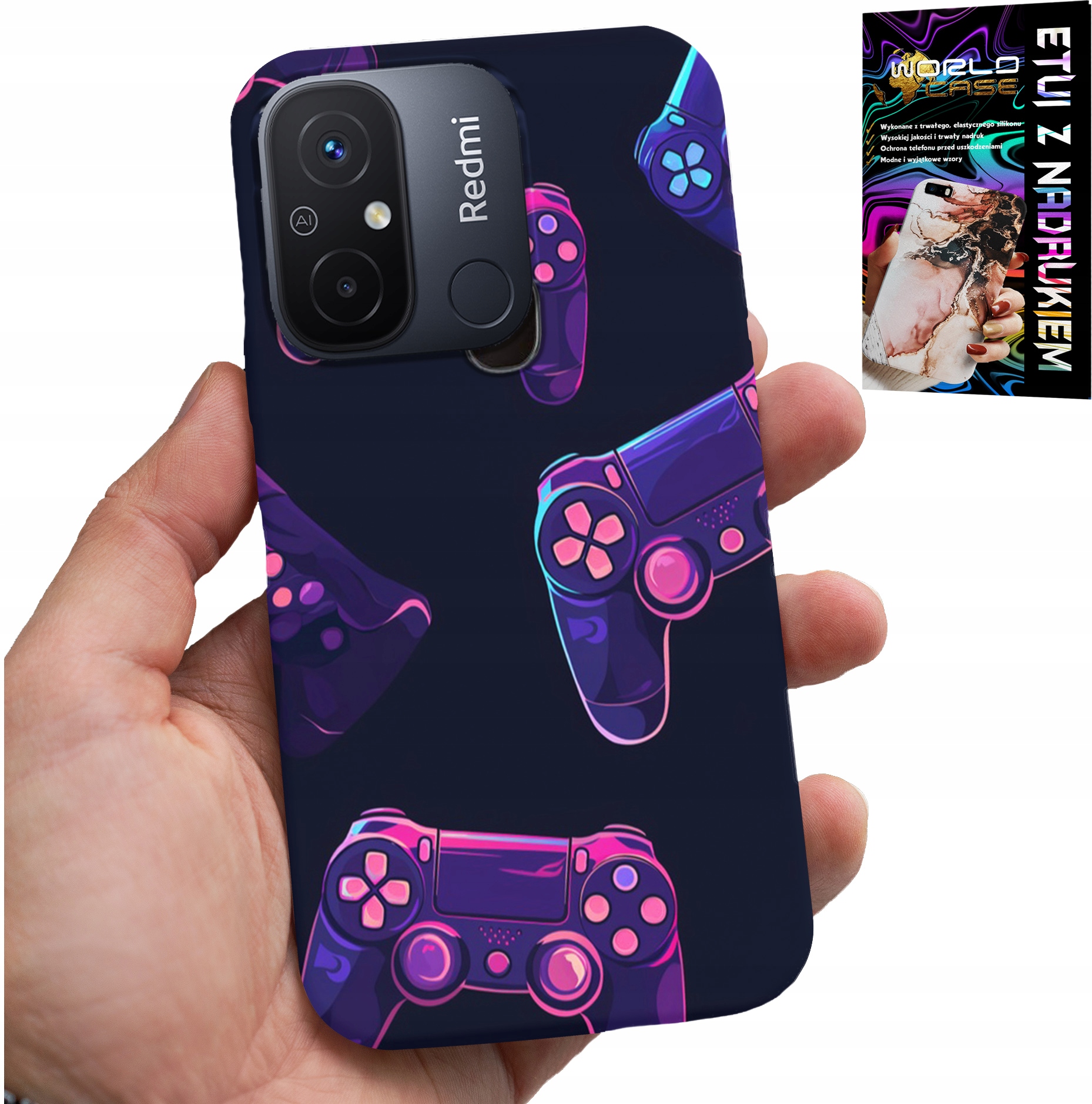 ETUI DO XIAOMI REDMI 12C - CASE DLA GRACZA, WZORY Z GIER + SZKŁO