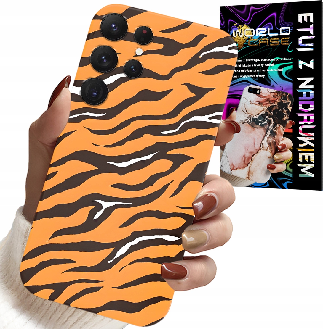 ETUI DO SAMSUNG GALAXY S22 Ultra - PLECKI W TYGRYSIE PASKI POKROWIEC +FOLIA