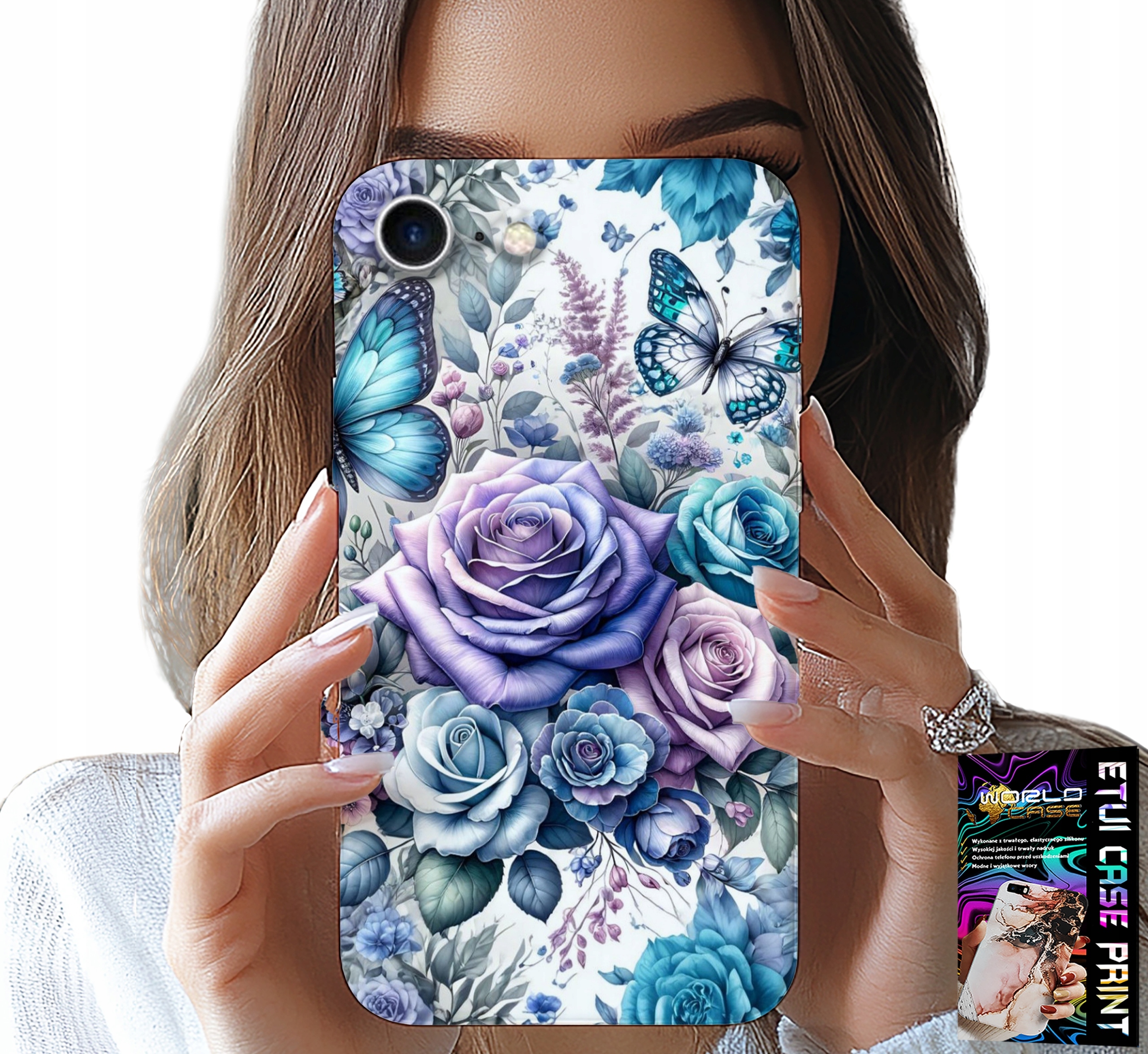 ETUI DO IPHONE SE / SE2 - KWIECISTE WZORY RÓŻEKWIATKI CASE + SZKŁO