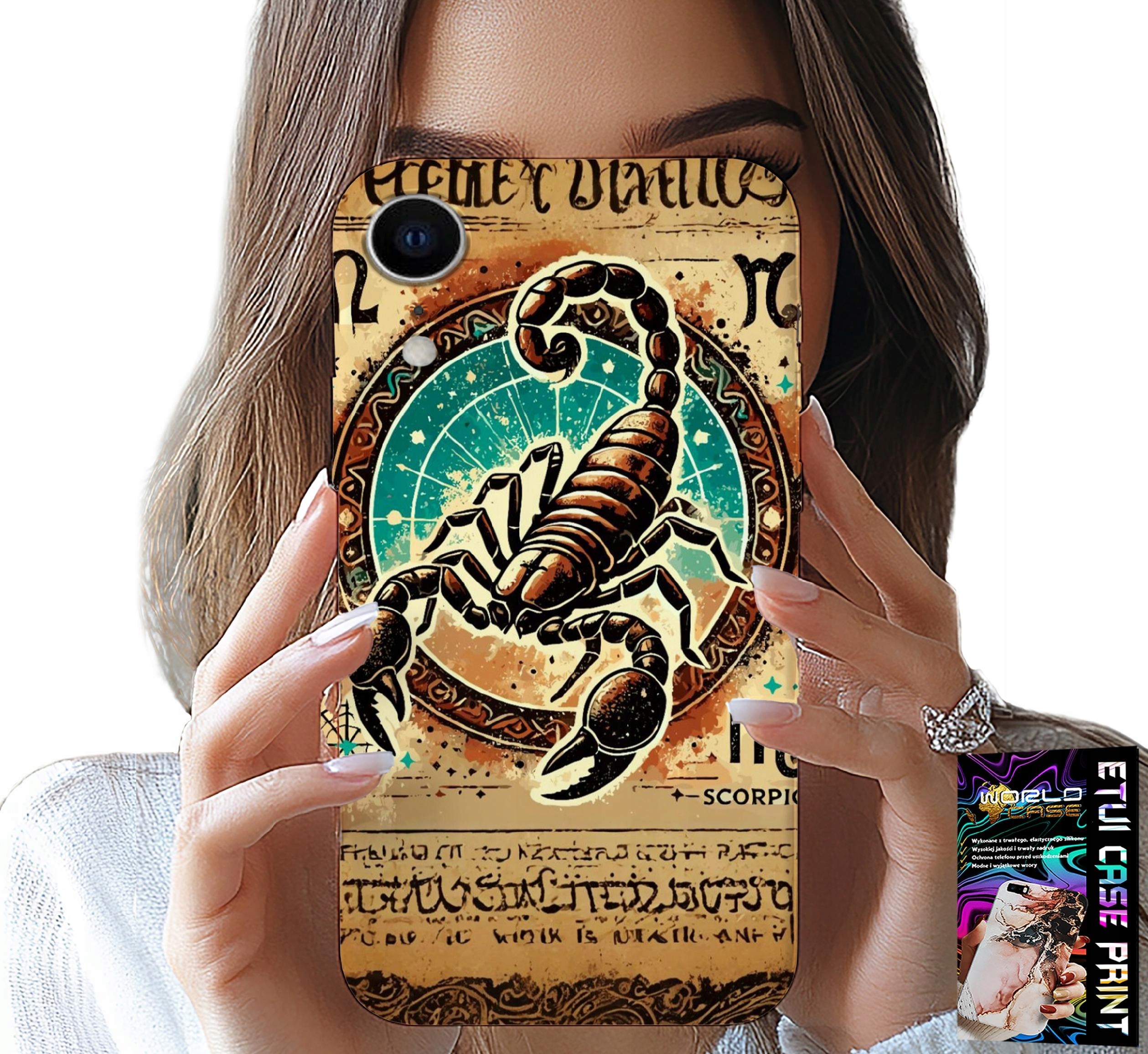 ETUI DO IPHONE XR - SKORPION ZNAK ZODIAKU ASTRONOMIA + FOLIA