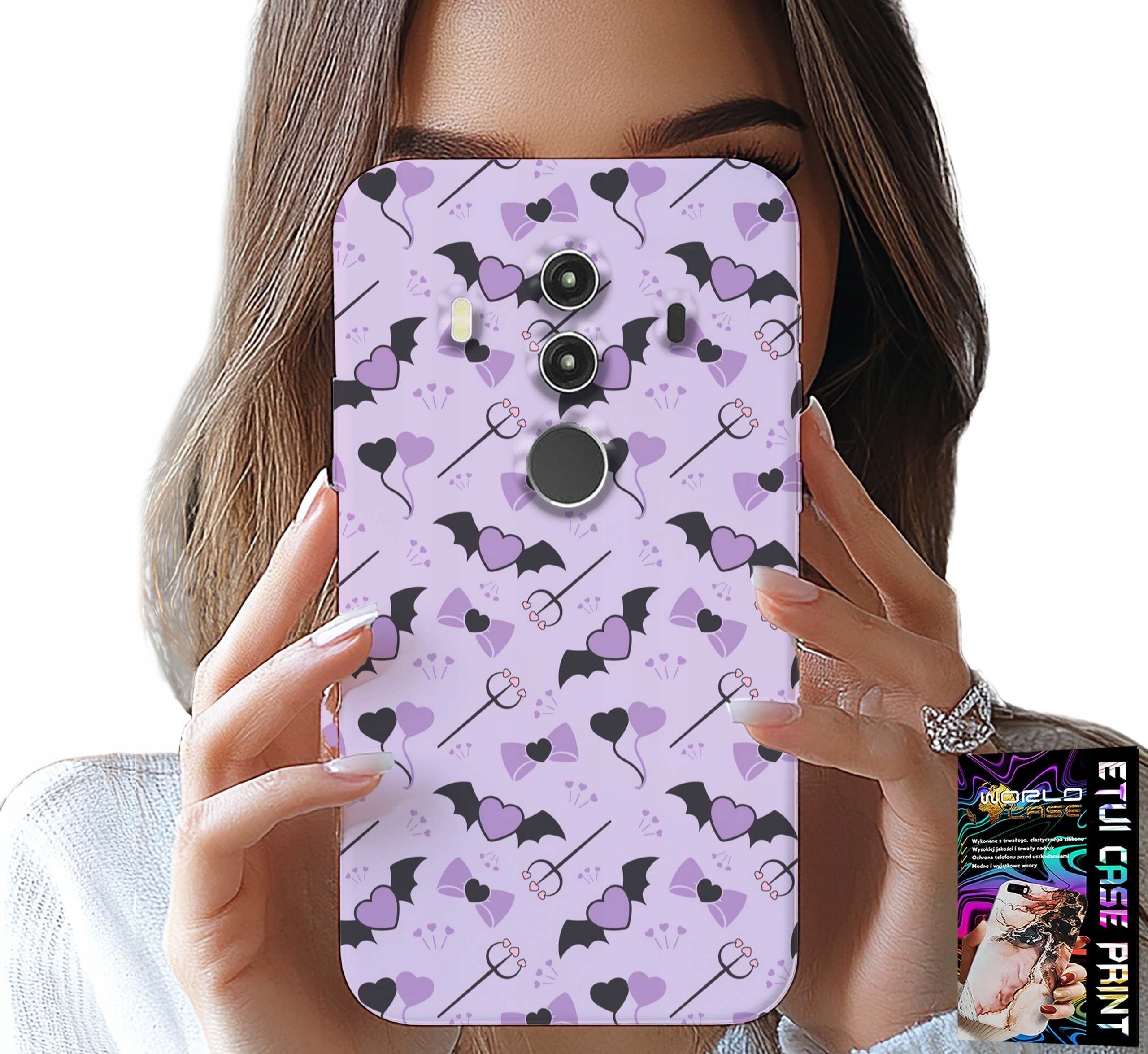 ETUI DO HUAWEI MATE 10 PRO - MODNE WZORY WIDŁY SERCA KOKARDKI KOKARDA